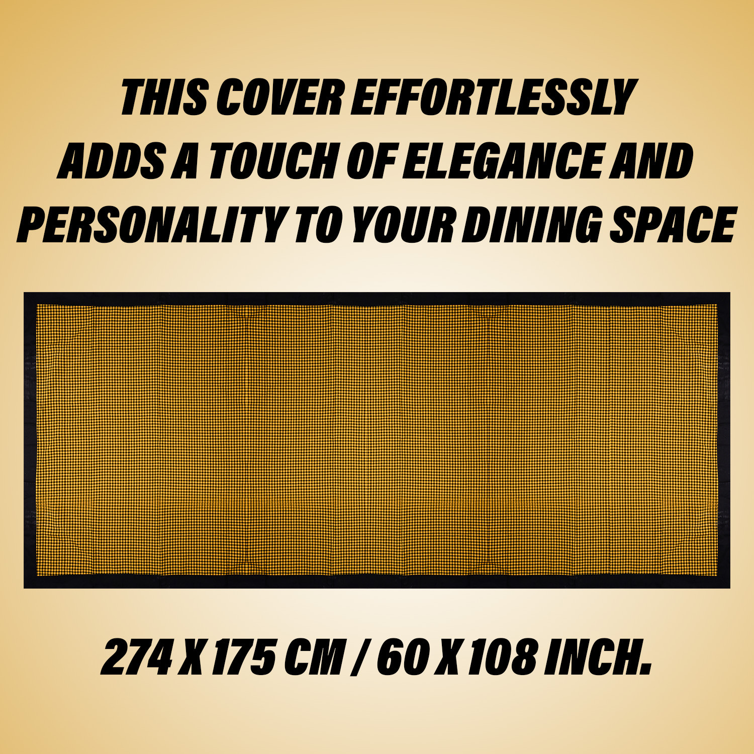 Kuber Industries Dining Table Cover | Cotton Table Cloth Cover | 8 Seater Table Cloth | Barik Check Table Cover | Table Protector | Table Cover for Dining Table | 60x108 Inch | DTC | Yellow