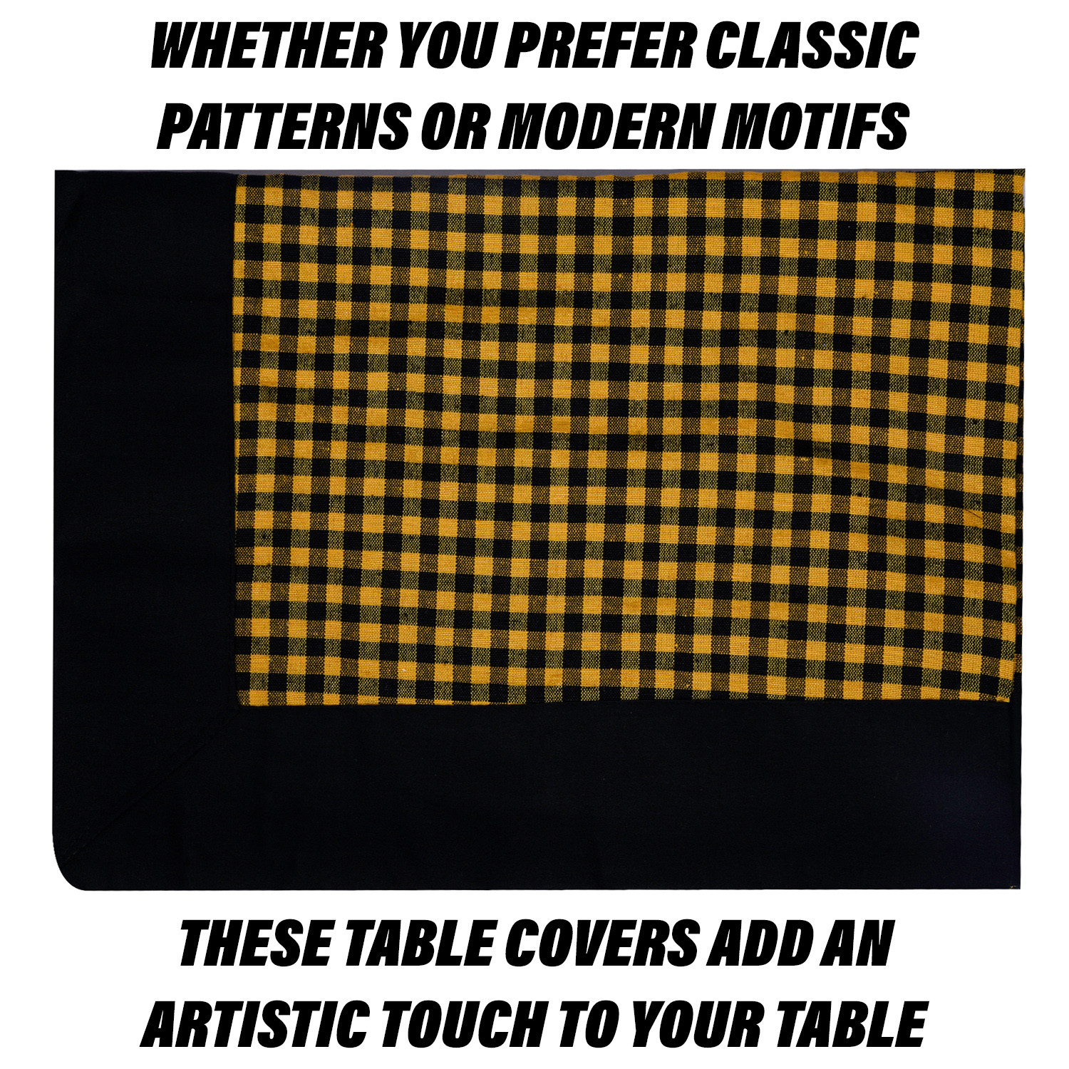 Kuber Industries Dining Table Cover | Cotton Table Cloth Cover | 8 Seater Table Cloth | Barik Check Table Cover | Table Protector | Table Cover for Dining Table | 60x108 Inch | DTC | Yellow