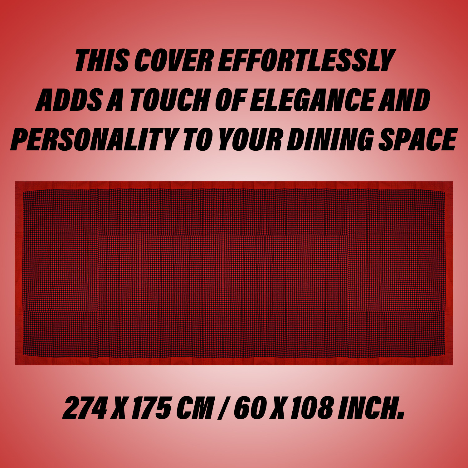 Kuber Industries Dining Table Cover | Cotton Table Cloth Cover | 8 Seater Table Cloth | Barik Check Table Cover | Table Protector | Table Cover for Dining Table | 60x108 Inch | DTC | Maroon