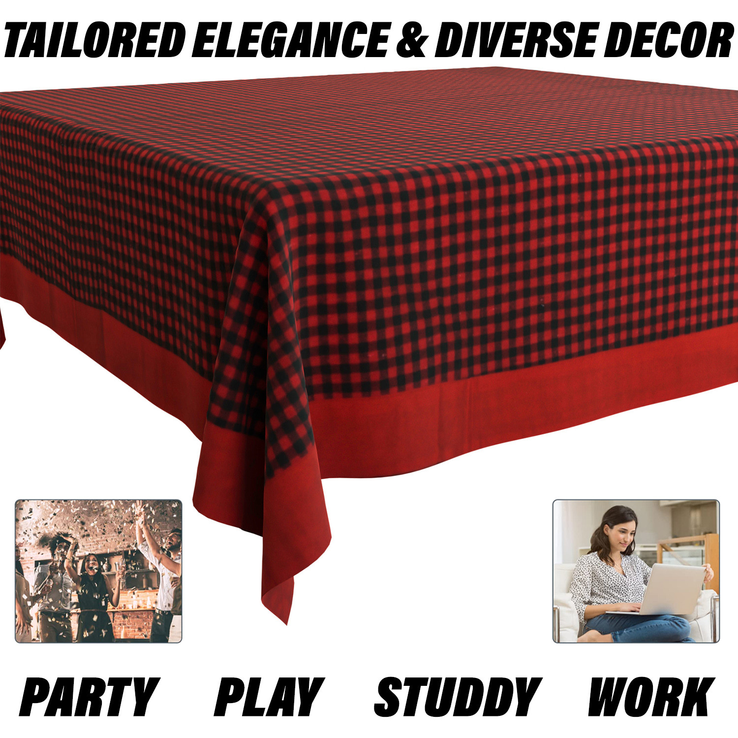 Kuber Industries Dining Table Cover | Cotton Table Cloth Cover | 8 Seater Table Cloth | Barik Check Table Cover | Table Protector | Table Cover for Dining Table | 60x108 Inch | DTC | Maroon
