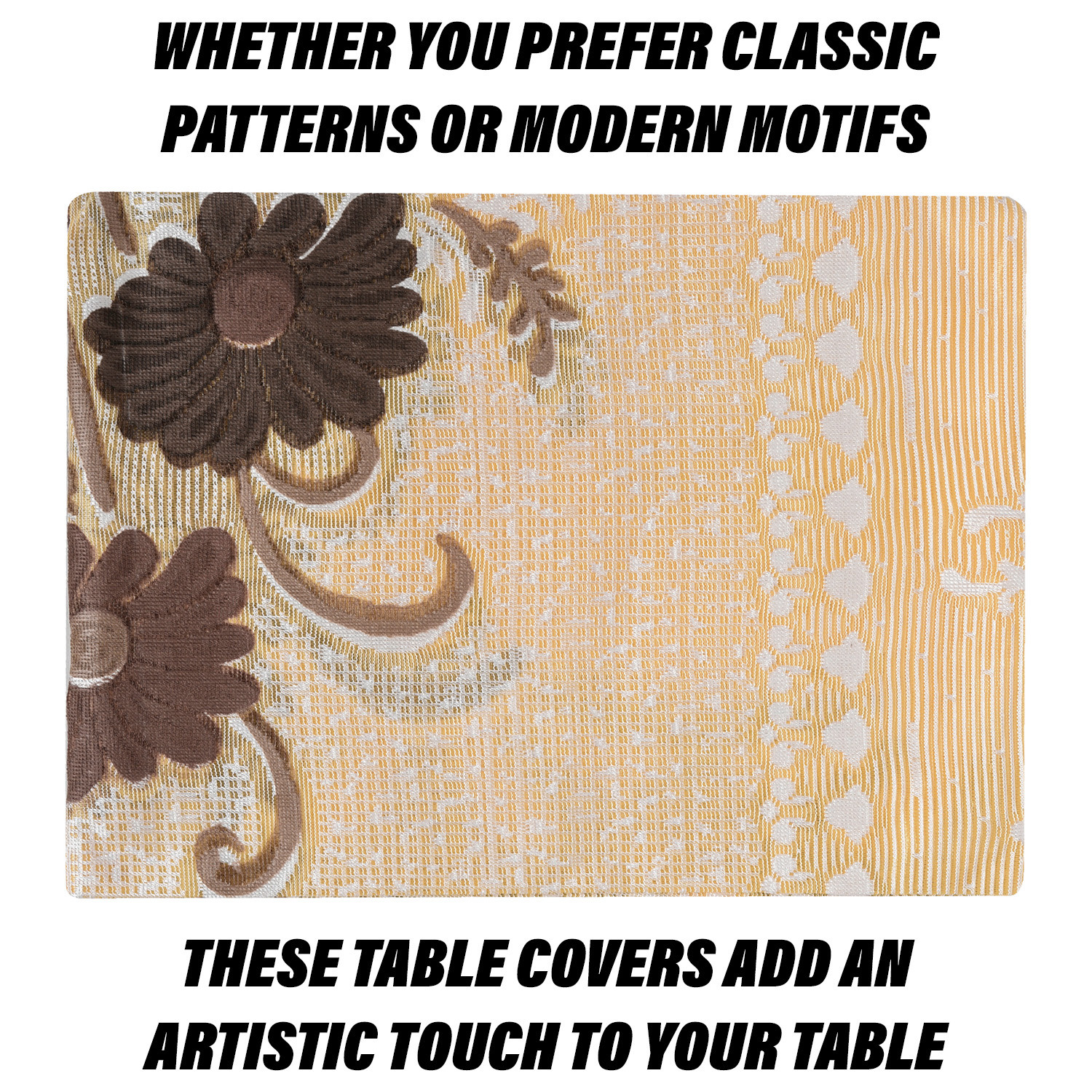 Kuber Industries Dining Table Cover | Flower Design Dining Table Cover | Shinning Net Dining Table Cover | Tablecloth for Dining Area | Home Decor | 60x90 | Cream