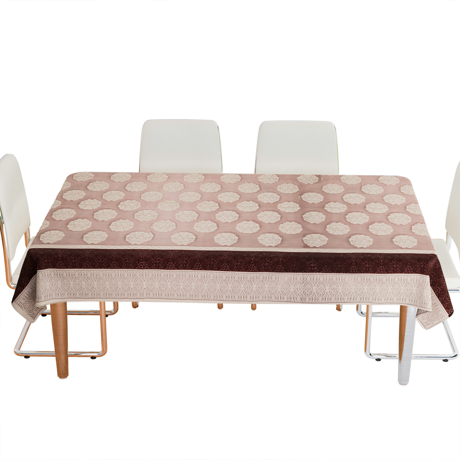 Kuber Industries Dining Table Cover  Flower Maroon Patta Dining Table Cover  Net Fabric Dining Table Cover  Tablecloth for Dining Area  Home Decor  60x90  Maroon