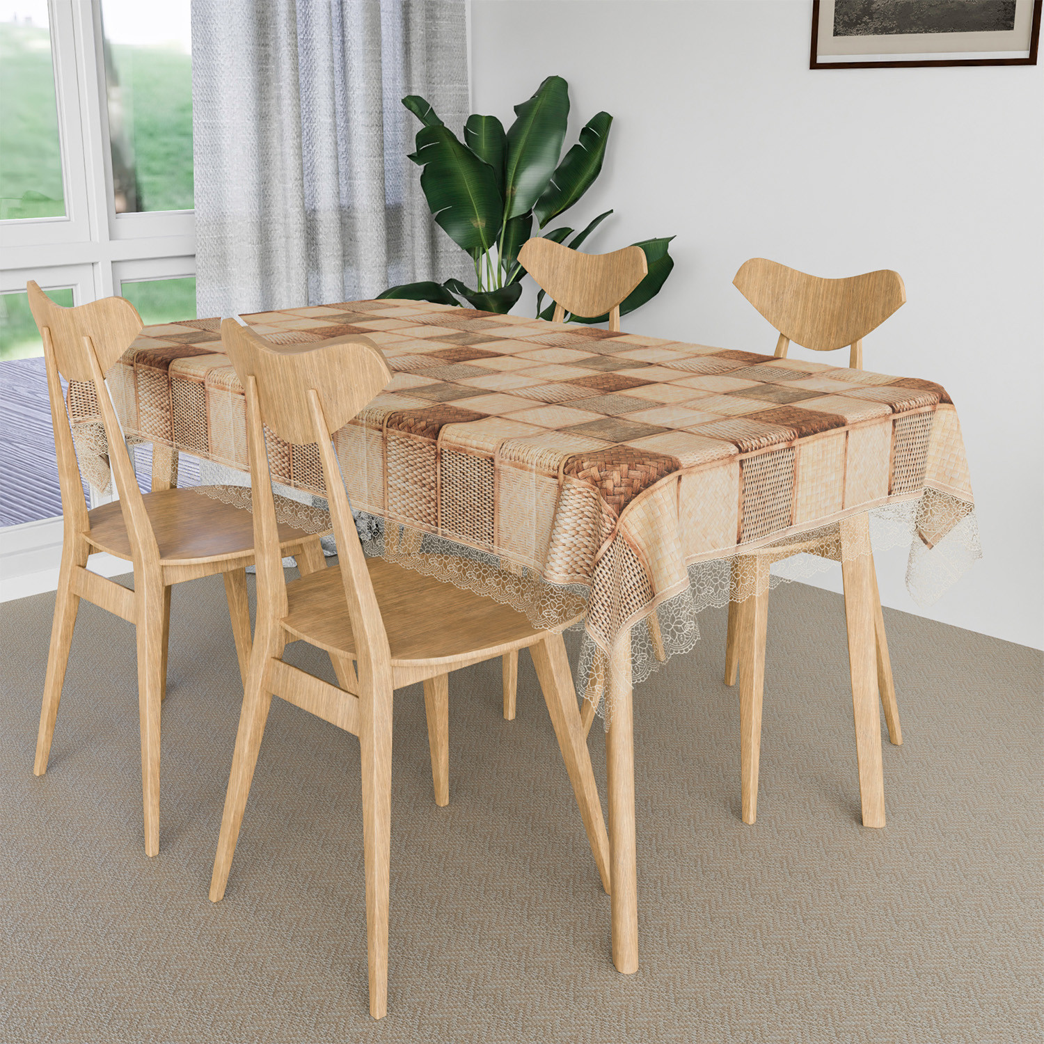 Kuber Industries Dining Table Cover  Kitchen Dining Tablecloth  4 Seater Center Table Cover  Dining Table Cover for Hall Dcor  Chatai Kitchen Tablecloth  45x70  Brown