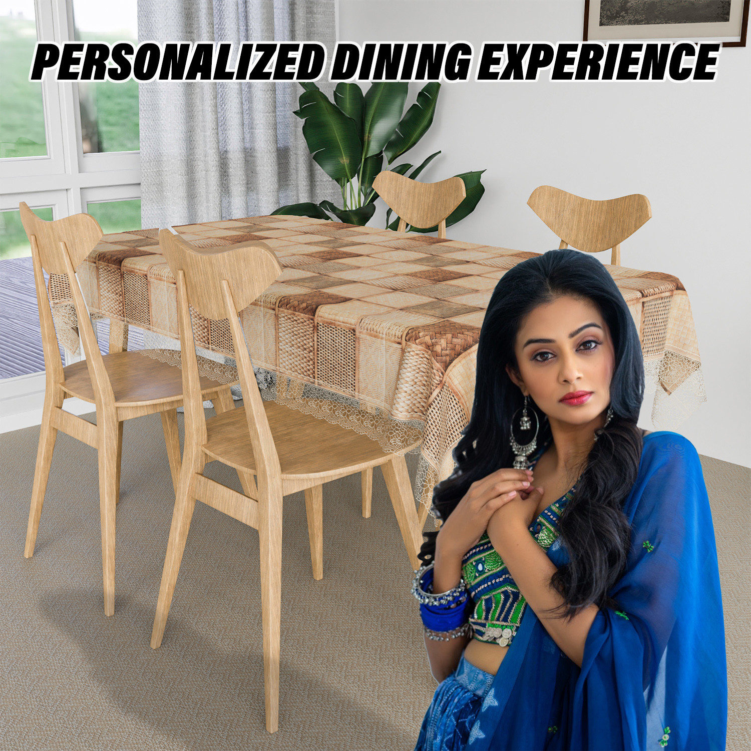 Kuber Industries Dining Table Cover  Kitchen Dining Tablecloth  4 Seater Center Table Cover  Dining Table Cover for Hall Dcor  Chatai Kitchen Tablecloth  45x70  Brown