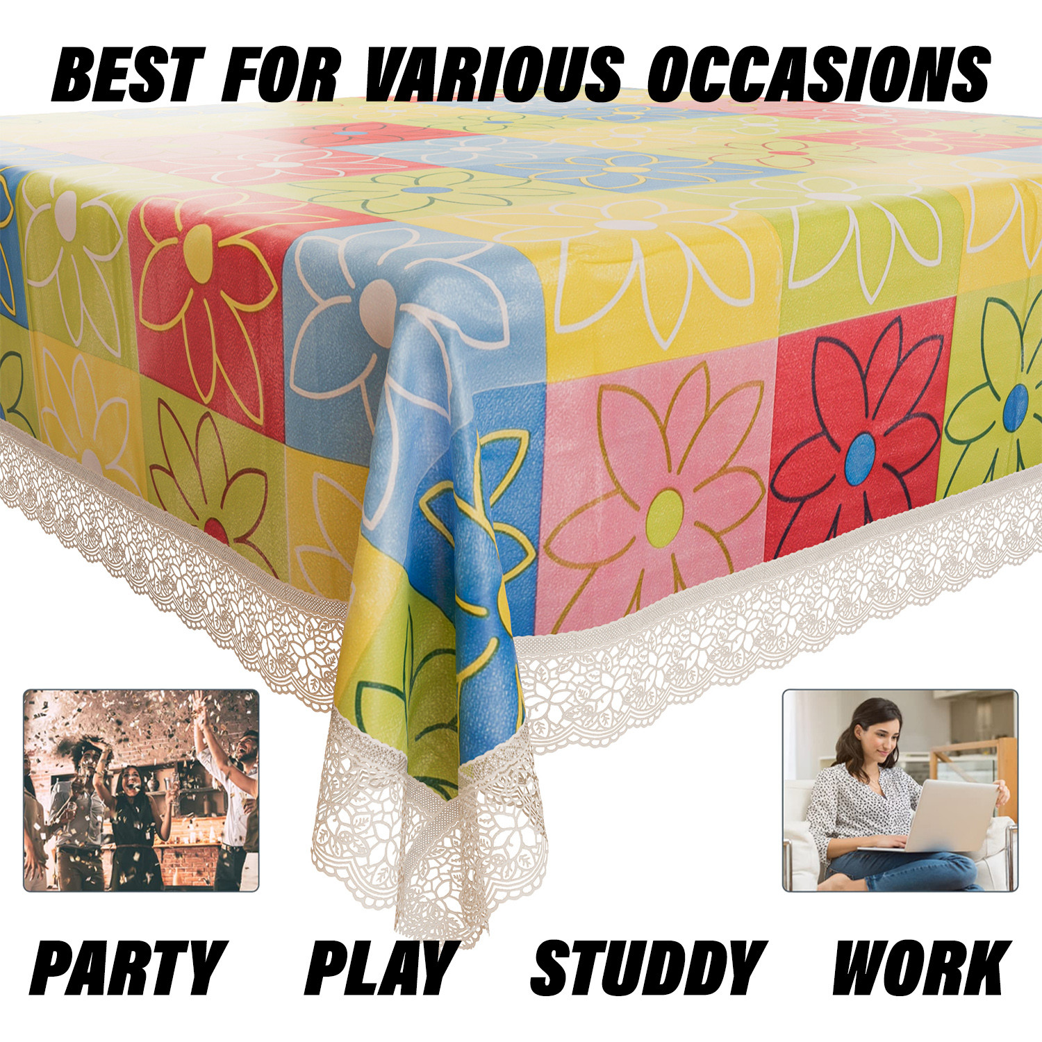 Kuber Industries Dining Table Cover  Kitchen Dining Tablecloth  4 Seater Center Table Cover  Dining Table Cover for Hall Dcor  Check Kitchen Tablecloth  45x70  Yellow