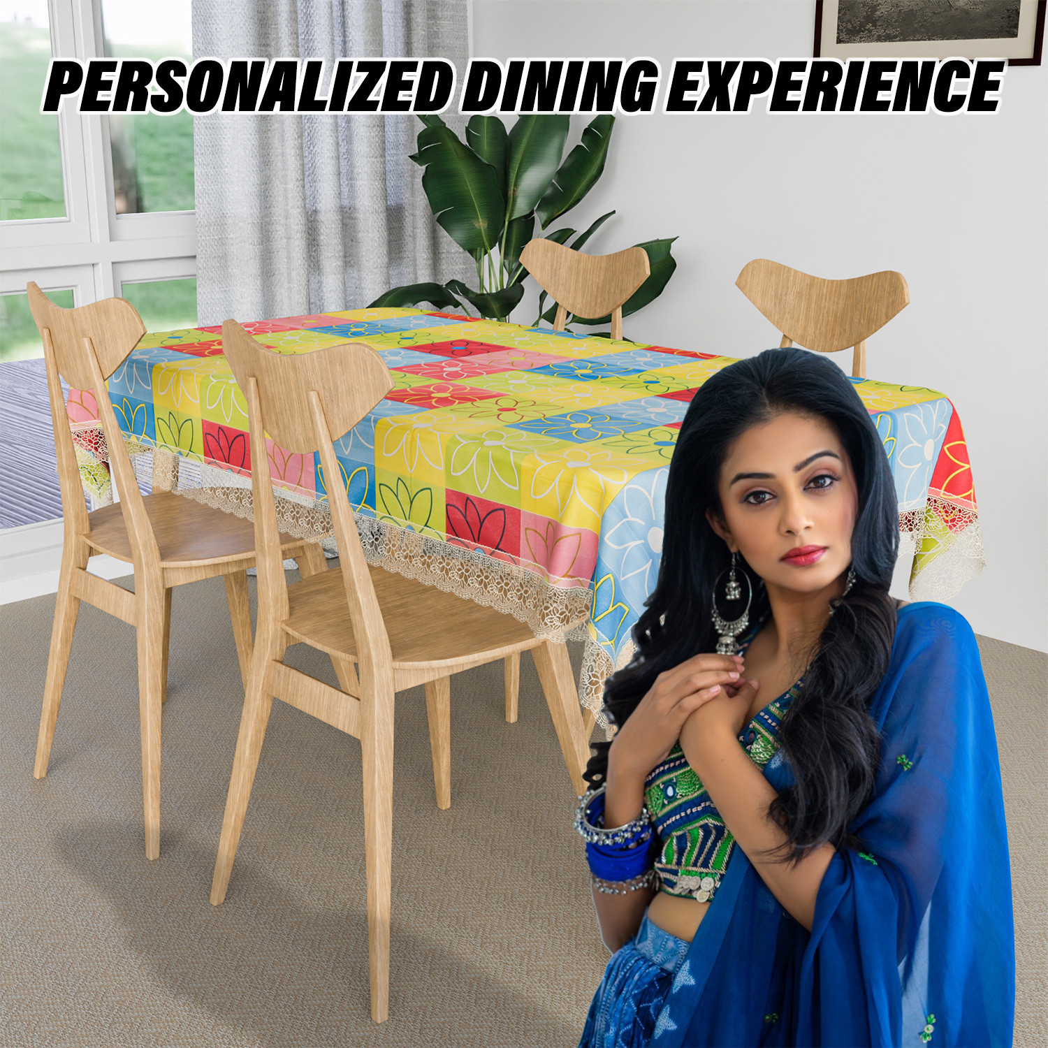 Kuber Industries Dining Table Cover  Kitchen Dining Tablecloth  4 Seater Center Table Cover  Dining Table Cover for Hall Dcor  Check Kitchen Tablecloth  45x70  Yellow