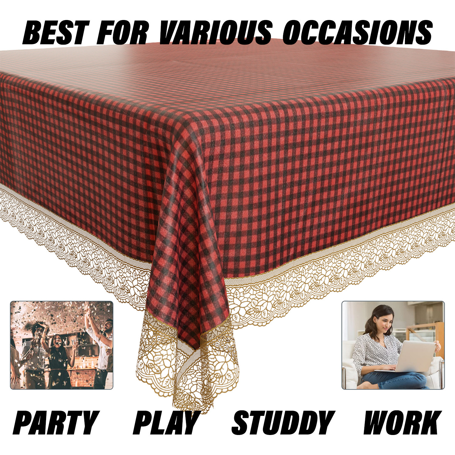 Kuber Industries Dining Table Cover  Kitchen Dining Tablecloth  4 Seater Center Table Cover  Dining Table Cover for Hall Dcor  Barik Check Kitchen Tablecloth  45x70  Maroon