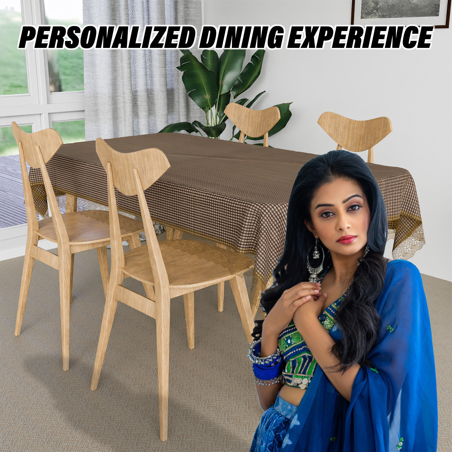 Kuber Industries Dining Table Cover  Kitchen Dining Tablecloth  4 Seater Center Table Cover  Dining Table Cover for Hall Dcor  Barik Check Kitchen Tablecloth  45x70  Brown