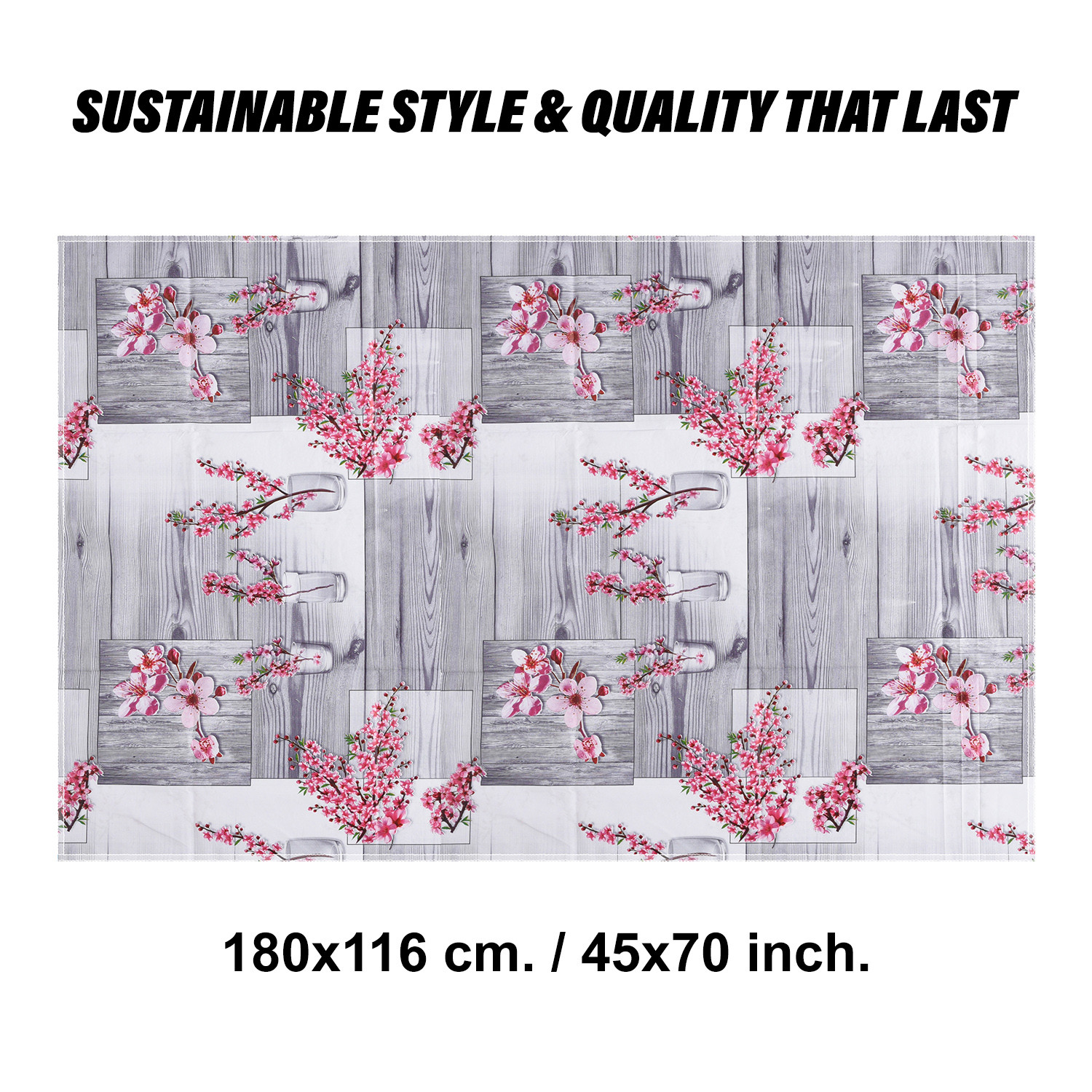 Kuber Industries Dining Table Cover | Kitchen Dining Tablecloth | 4 Seater Center Table Cover | Dining Table Cover for Hall Décor | Pink Flower Kitchen Tablecloth | 45x70 | Gray
