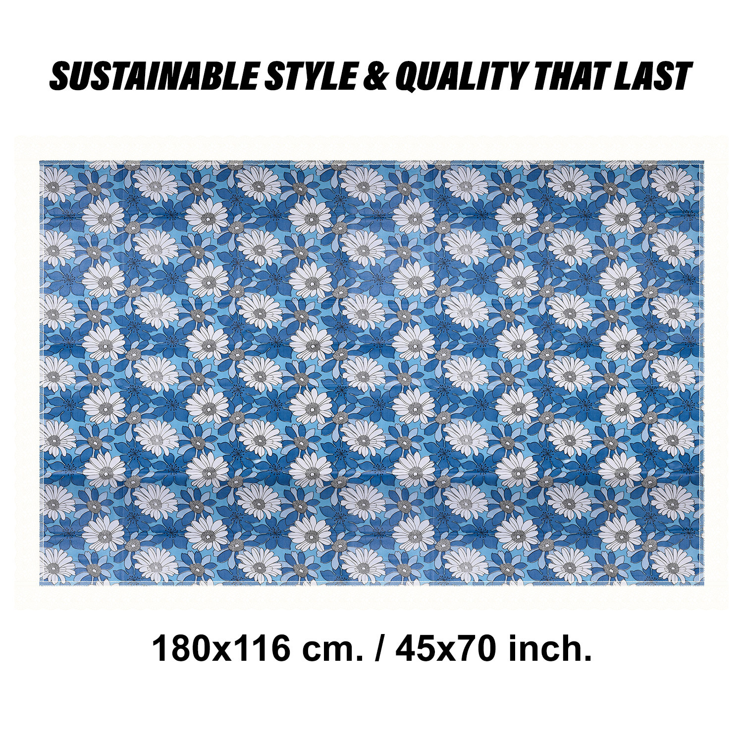 Kuber Industries Dining Table Cover | Kitchen Dining Tablecloth | 4 Seater Center Table Cover | Dining Table Cover for Hall Décor | Sunflower Kitchen Tablecloth | 45x70 | Blue
