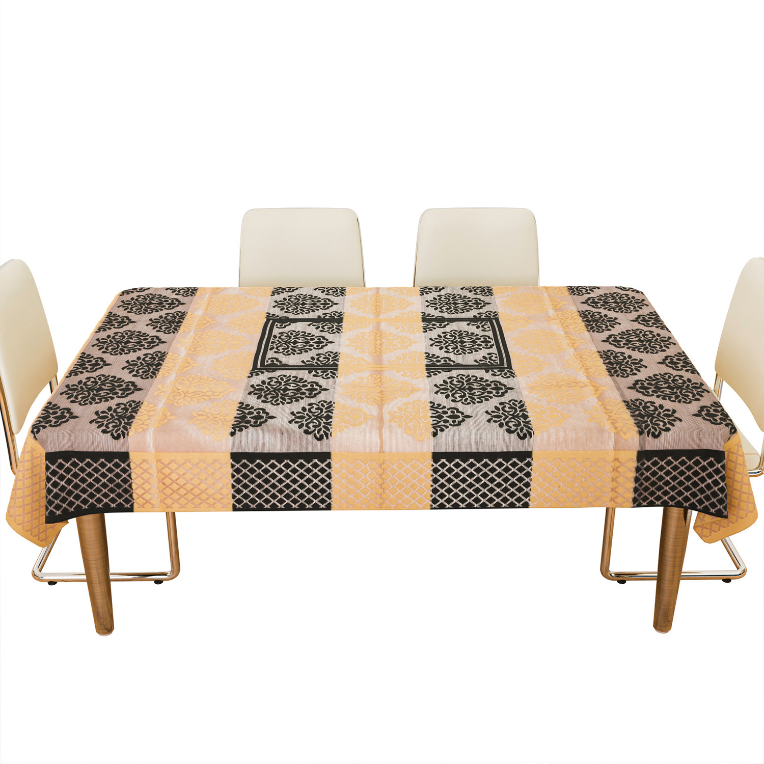 Kuber Industries Dining Table Cover | Kitchen Dining Tablecloth | 6 Seater Dining Table Cover | Dining Table Cover for Hall Décor | Brown Star Patta Net Tablecloth | DTC | 60x90 | Orange