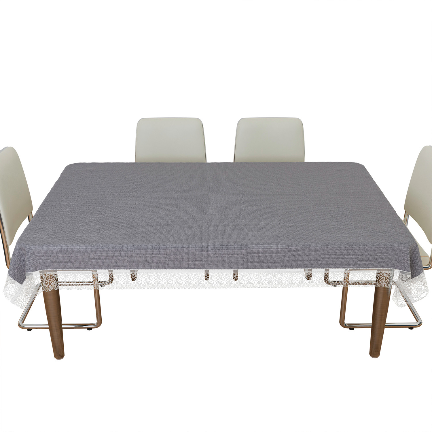 Kuber Industries Dining Table Cover | Kitchen Dining Tablecloth | 6 Seater Dining Table Cover | Dining Table Cover for Hall Décor | Plain Texture Tablecloth | DTC | 60x90 | Gray