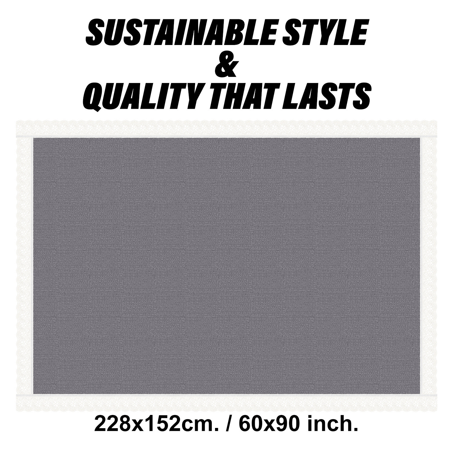 Kuber Industries Dining Table Cover | Kitchen Dining Tablecloth | 6 Seater Dining Table Cover | Dining Table Cover for Hall Décor | Plain Texture Tablecloth | DTC | 60x90 | Gray