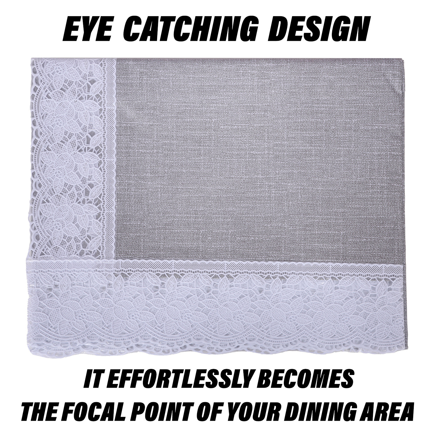 Kuber Industries Dining Table Cover | Kitchen Dining Tablecloth | 6 Seater Dining Table Cover | Dining Table Cover for Hall Décor | Plain Texture Tablecloth | DTC | 60x90 | Gray