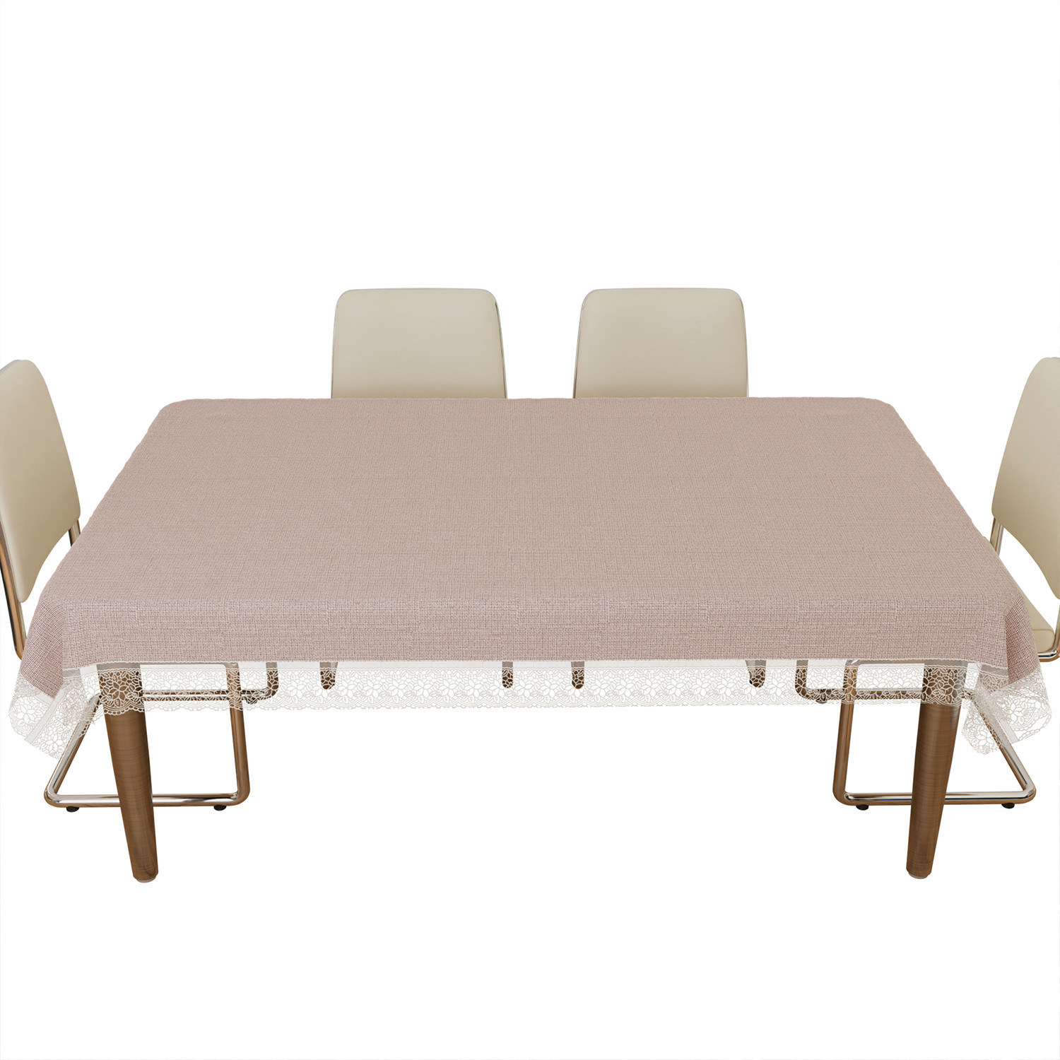 Kuber Industries Dining Table Cover | Kitchen Dining Tablecloth | 6 Seater Dining Table Cover | Dining Table Cover for Hall Décor | Plain Texture Tablecloth | DTC | 60x90 | Beige