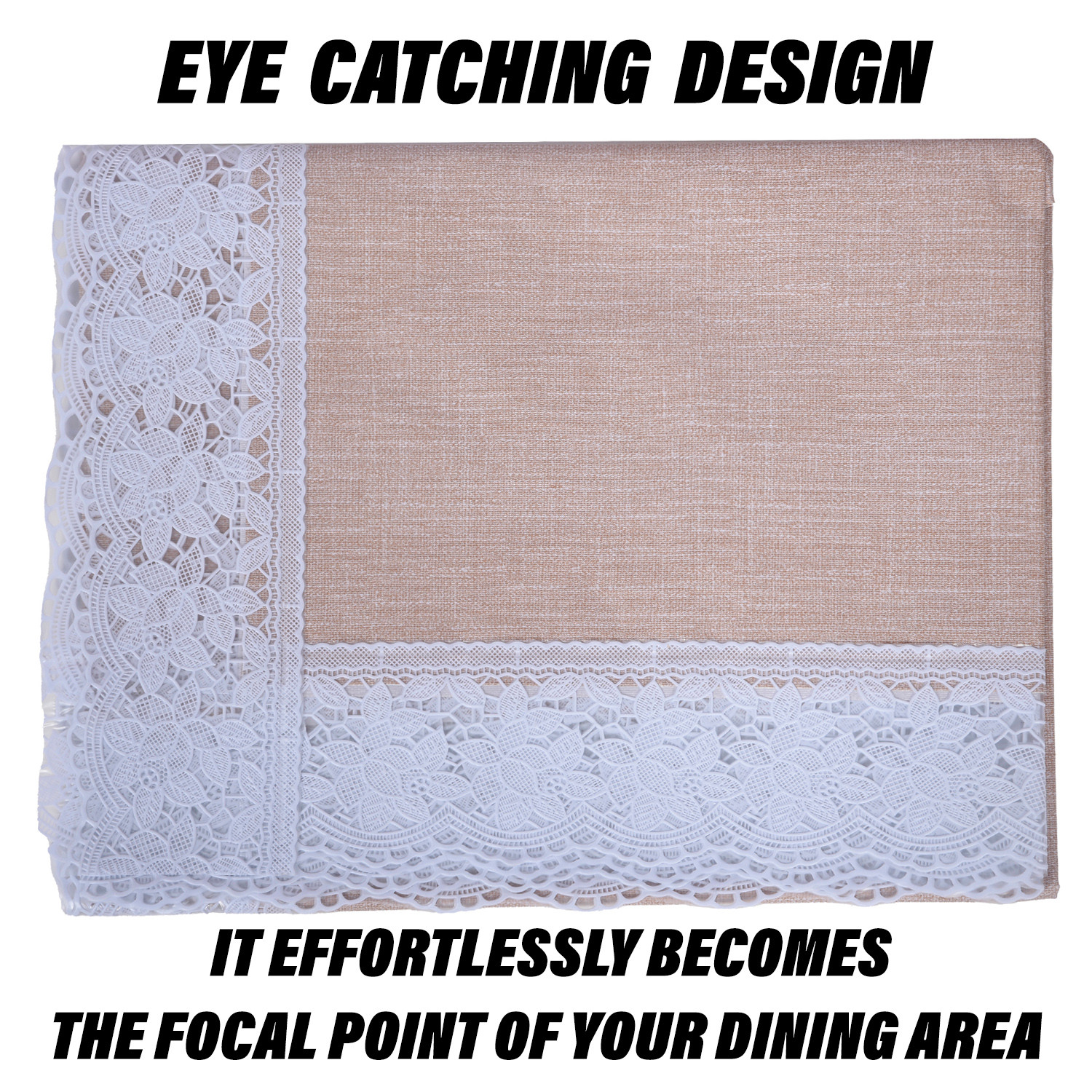 Kuber Industries Dining Table Cover | Kitchen Dining Tablecloth | 6 Seater Dining Table Cover | Dining Table Cover for Hall Décor | Plain Texture Tablecloth | DTC | 60x90 | Beige