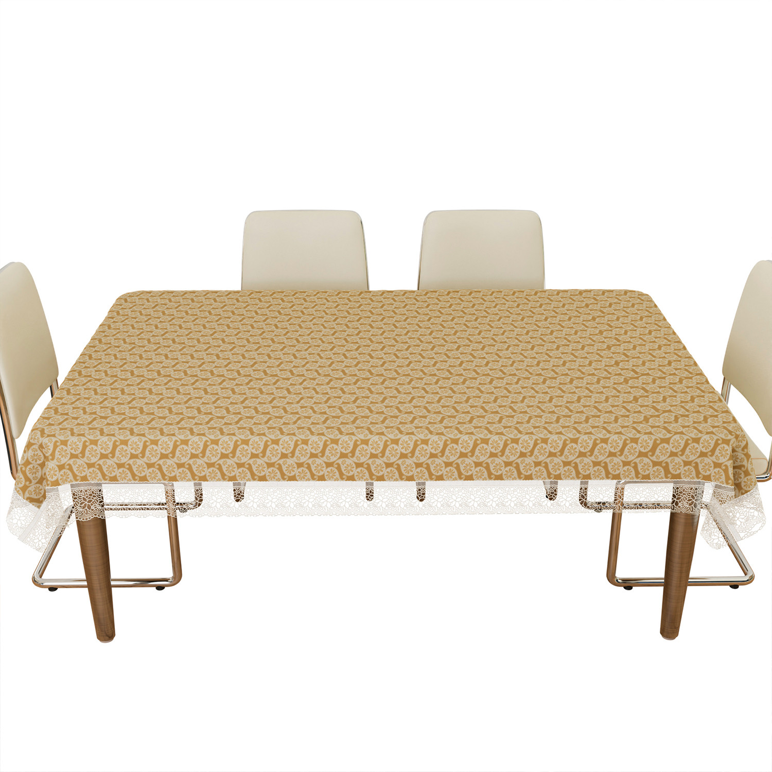 Kuber Industries Dining Table Cover  Kitchen Dining Tablecloth  6 Seater Dining Table Cover  Dining Table Cover for Hall Dcor  Carry Design Tablecloth  DTC  60x90  Golden