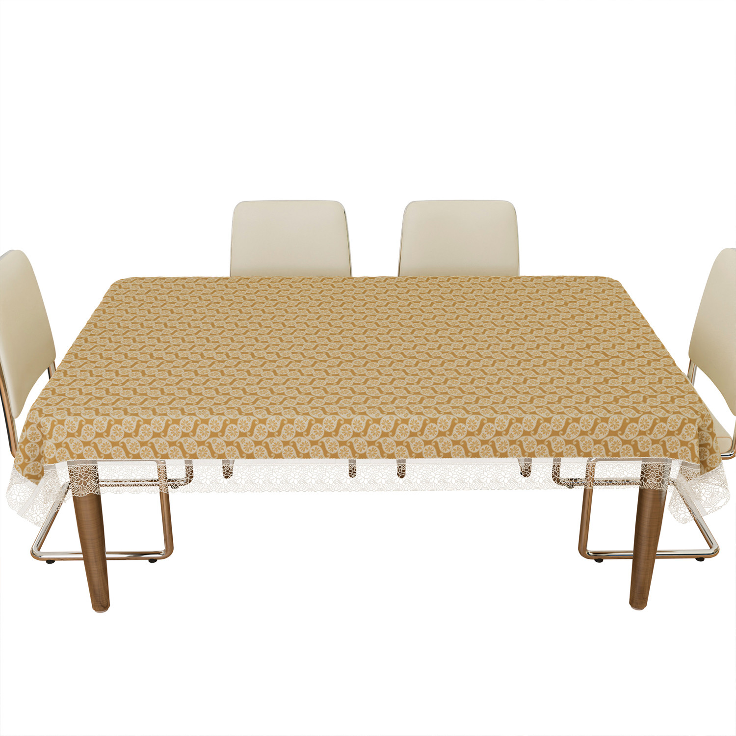 Kuber Industries Dining Table Cover | Kitchen Dining Tablecloth | 6 Seater Dining Table Cover | Dining Table Cover for Hall Décor | Carry Design Tablecloth | DTC | 60x90 | Golden