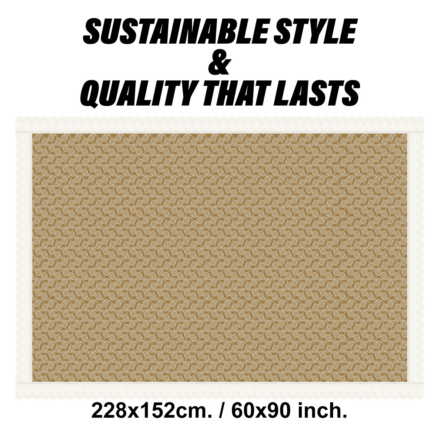 Kuber Industries Dining Table Cover  Kitchen Dining Tablecloth  6 Seater Dining Table Cover  Dining Table Cover for Hall Dcor  Carry Design Tablecloth  DTC  60x90  Golden