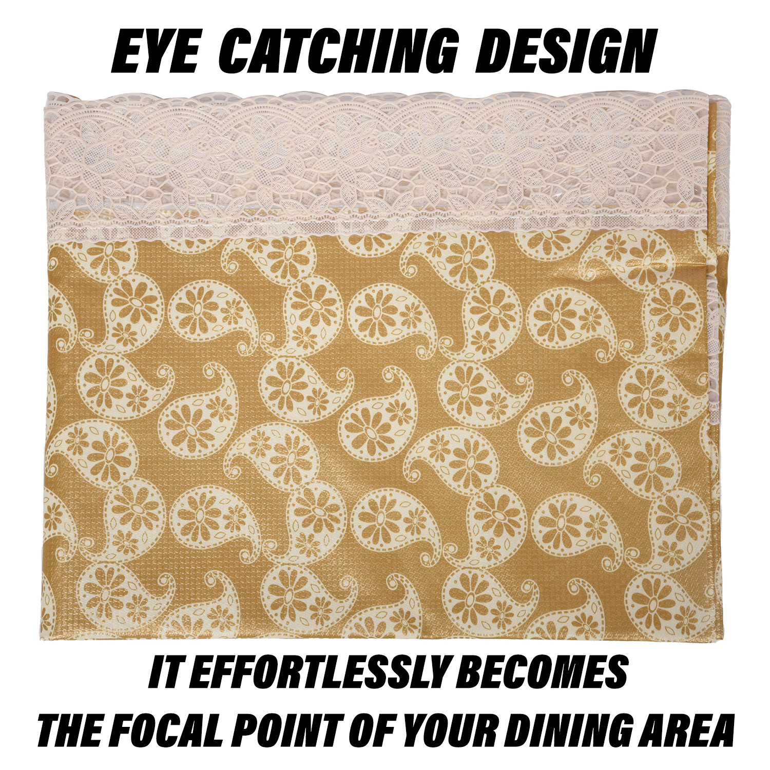 Kuber Industries Dining Table Cover  Kitchen Dining Tablecloth  6 Seater Dining Table Cover  Dining Table Cover for Hall Dcor  Carry Design Tablecloth  DTC  60x90  Golden