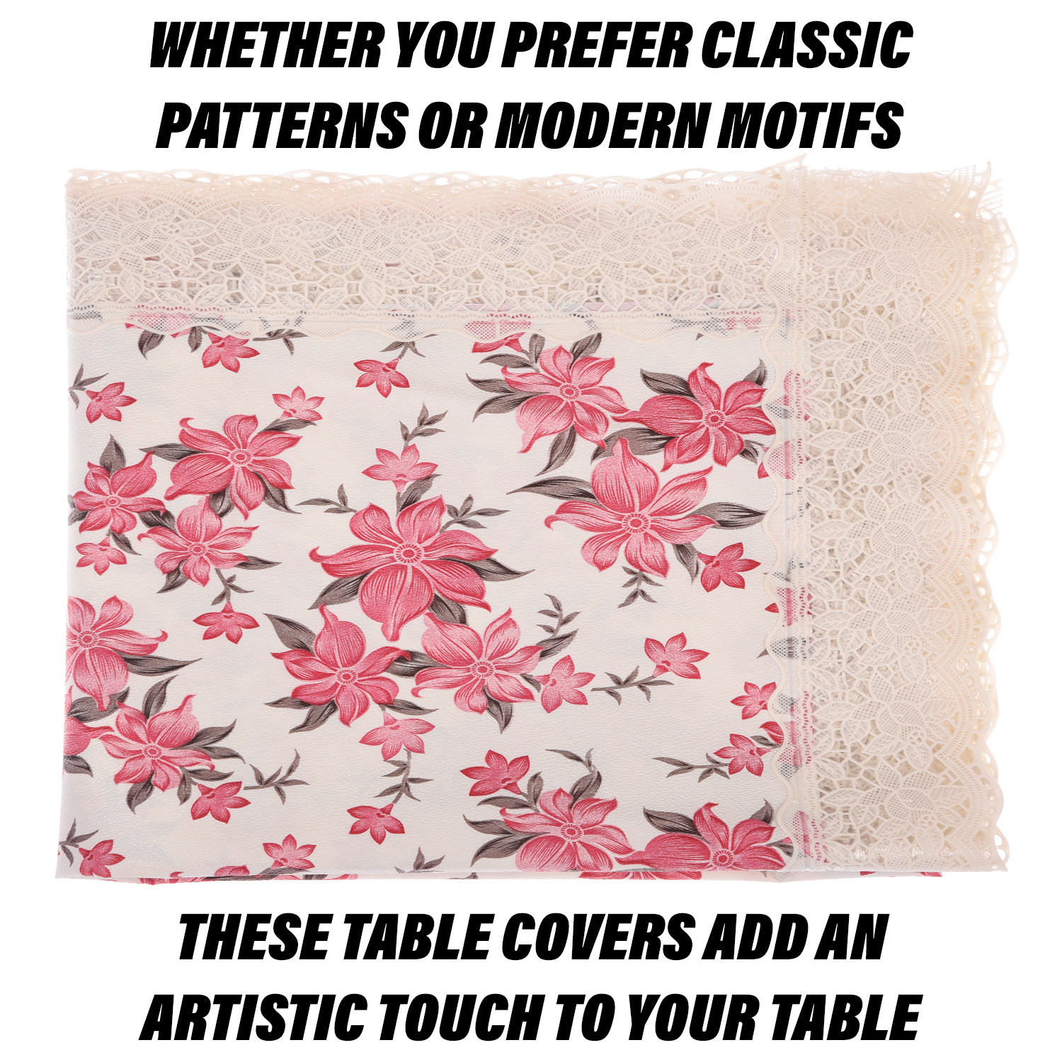 Kuber Industries Dining Table Cover  Kitchen Dining Tablecloth  8 Seater Dining Table Cover  Dining Table Cover for Hall Dcor  Barik Flower Kitchen Tablecloth  60x108  Pink