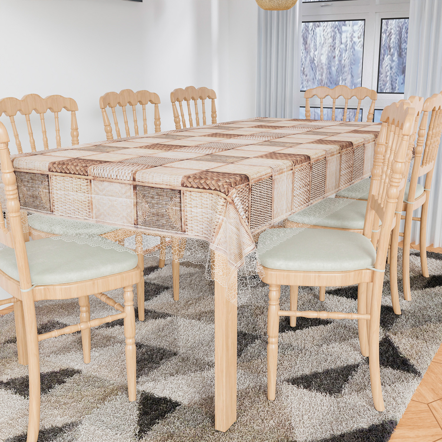 Kuber Industries Dining Table Cover  Kitchen Dining Tablecloth  8 Seater Dining Table Cover  Dining Table Cover for Hall Dcor  Chatai Kitchen Tablecloth  60x108  Brown