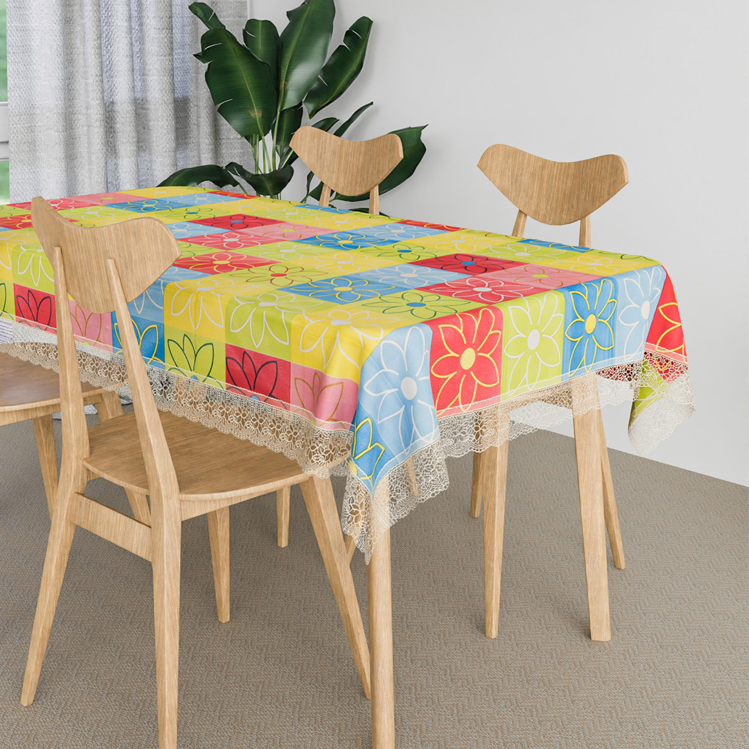 Kuber Industries Dining Table Cover  Kitchen Dining Tablecloth  8 Seater Dining Table Cover  Dining Table Cover for Hall Dcor  Check Kitchen Tablecloth  60x108  Yellow