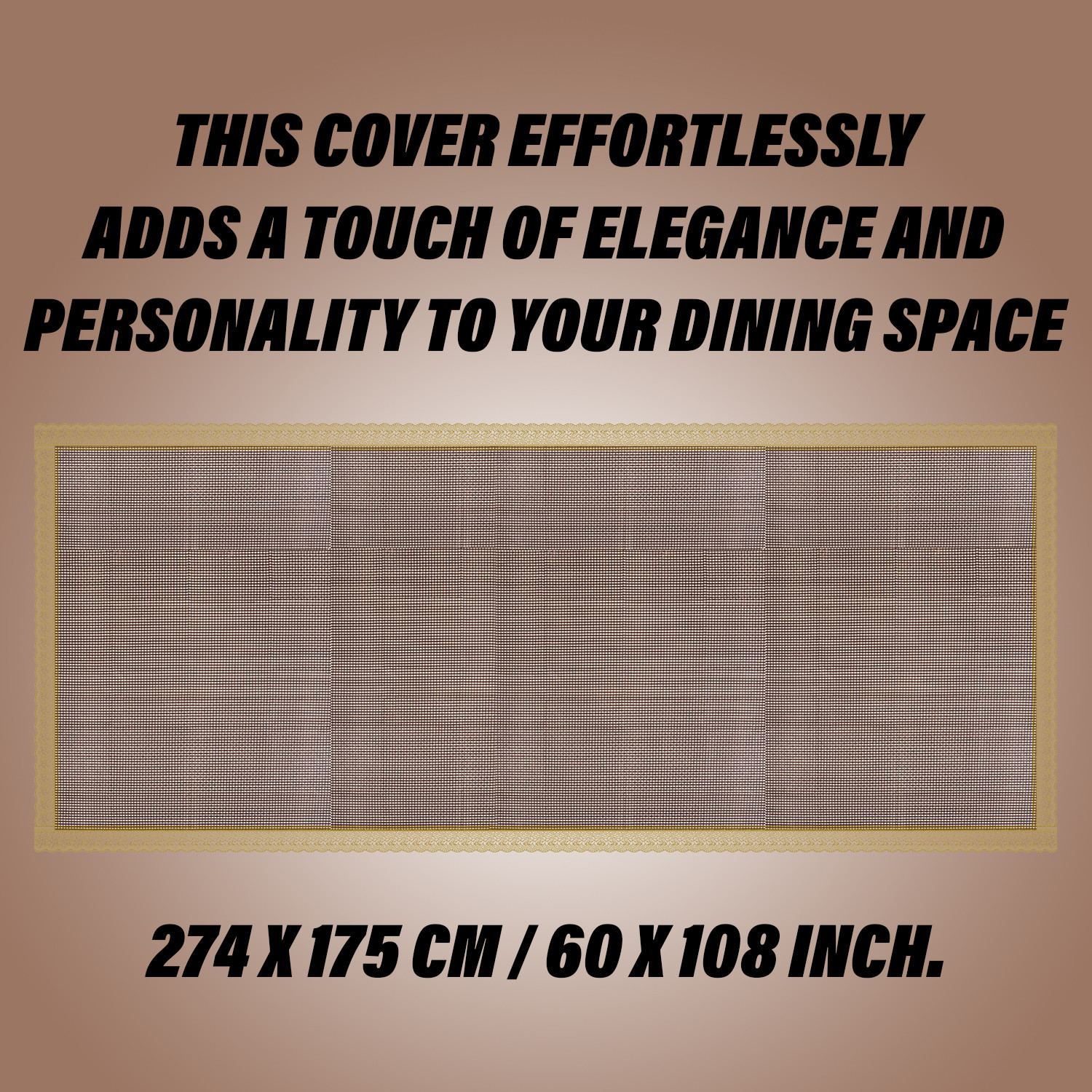 Kuber Industries Dining Table Cover | Kitchen Dining Tablecloth | 8 Seater Dining Table Cover | Dining Table Cover for Hall Décor | Barik Check Kitchen Tablecloth | 60x108 | Brown