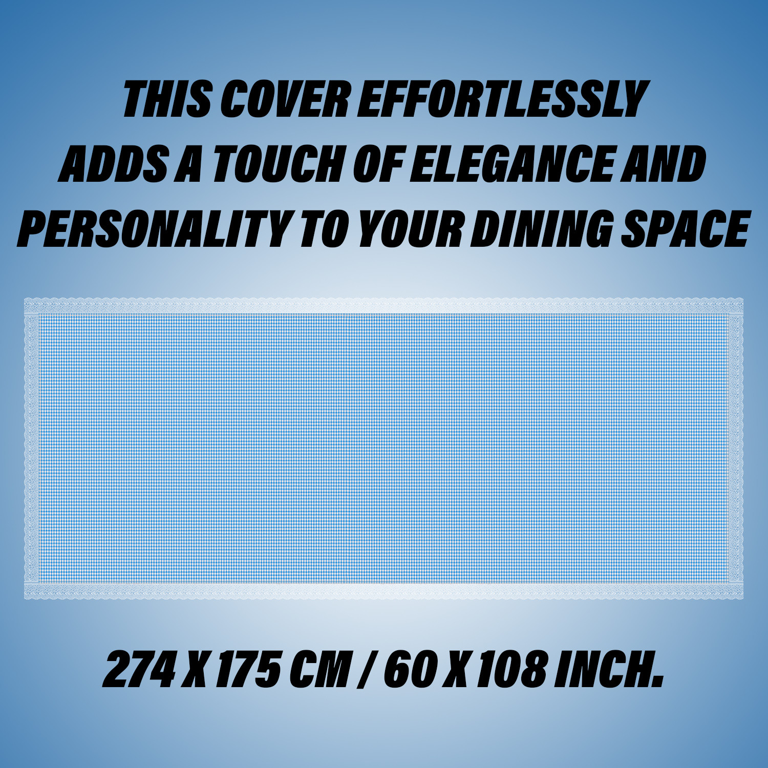 Kuber Industries Dining Table Cover | Kitchen Dining Tablecloth | 8 Seater Dining Table Cover | Dining Table Cover for Hall Décor | Barik Check Kitchen Tablecloth | 60x108 | Blue