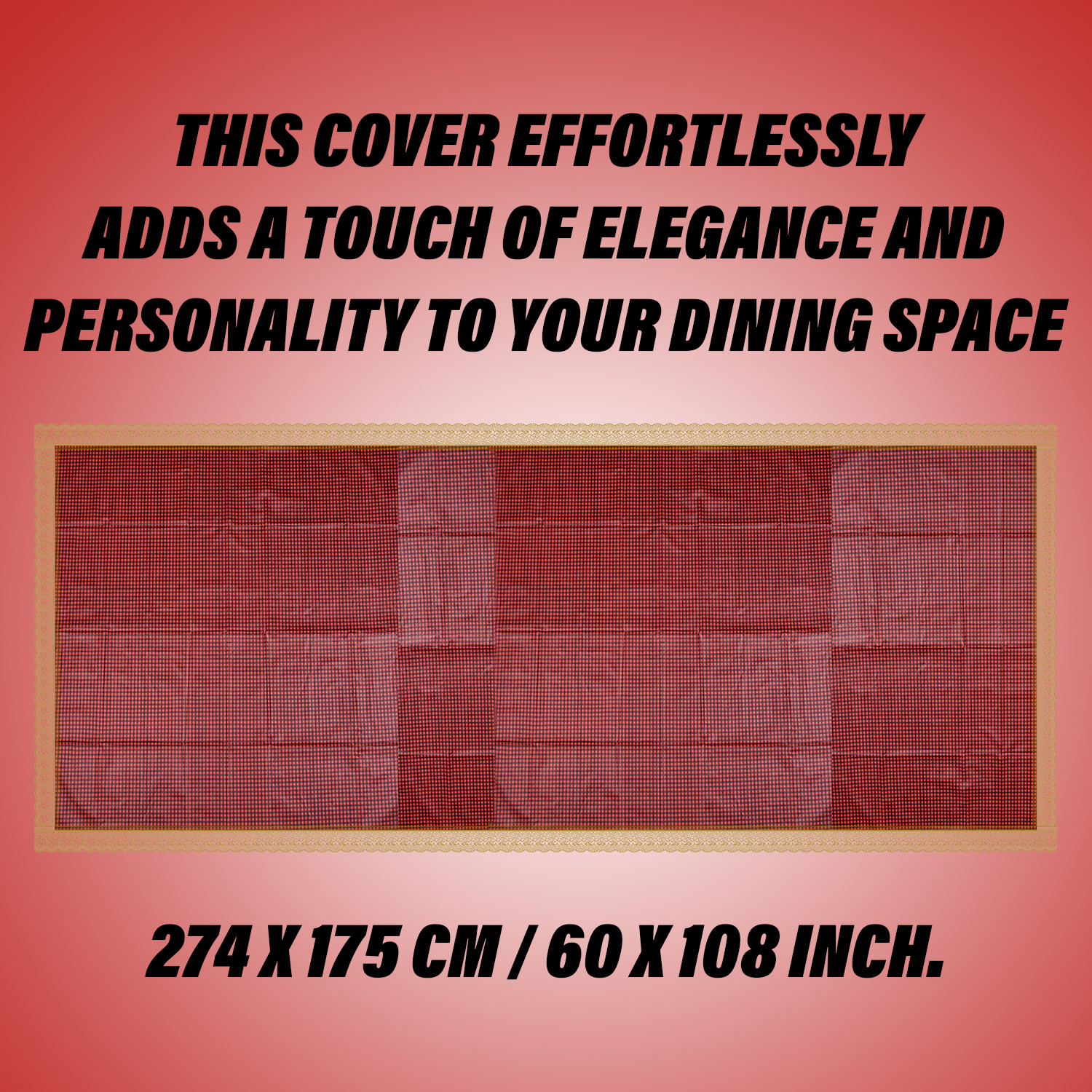Kuber Industries Dining Table Cover | Kitchen Dining Tablecloth | 8 Seater Dining Table Cover | Dining Table Cover for Hall Décor | Barik Check Kitchen Tablecloth | 60x108 | Maroon