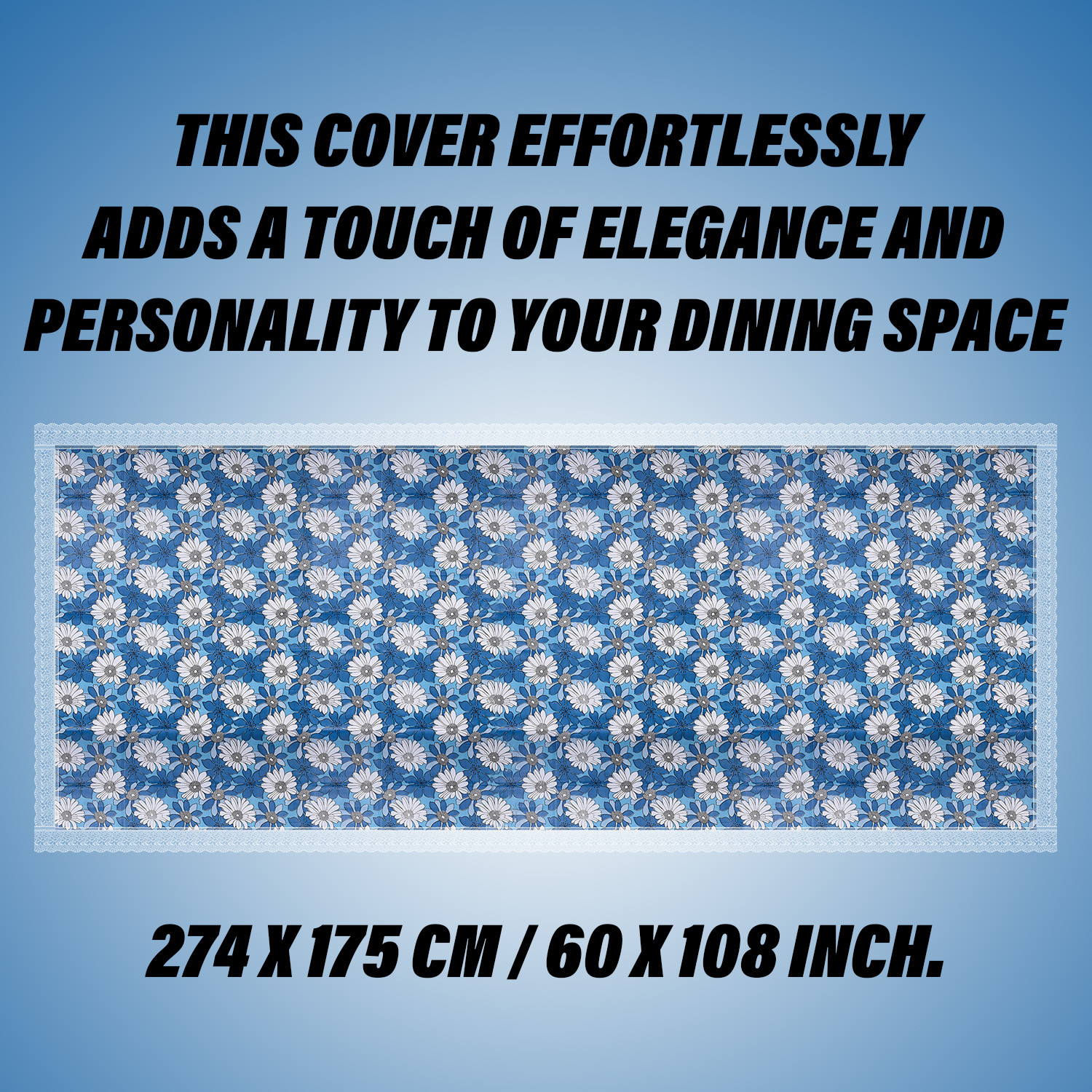 Kuber Industries Dining Table Cover | Kitchen Dining Tablecloth | 8 Seater Dining Table Cover | Dining Table Cover for Hall Décor | Sunflower Kitchen Tablecloth | 60x108 | Blue