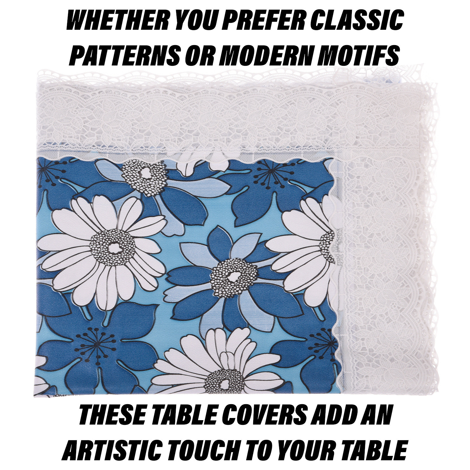 Kuber Industries Dining Table Cover | Kitchen Dining Tablecloth | 8 Seater Dining Table Cover | Dining Table Cover for Hall Décor | Sunflower Kitchen Tablecloth | 60x108 | Blue