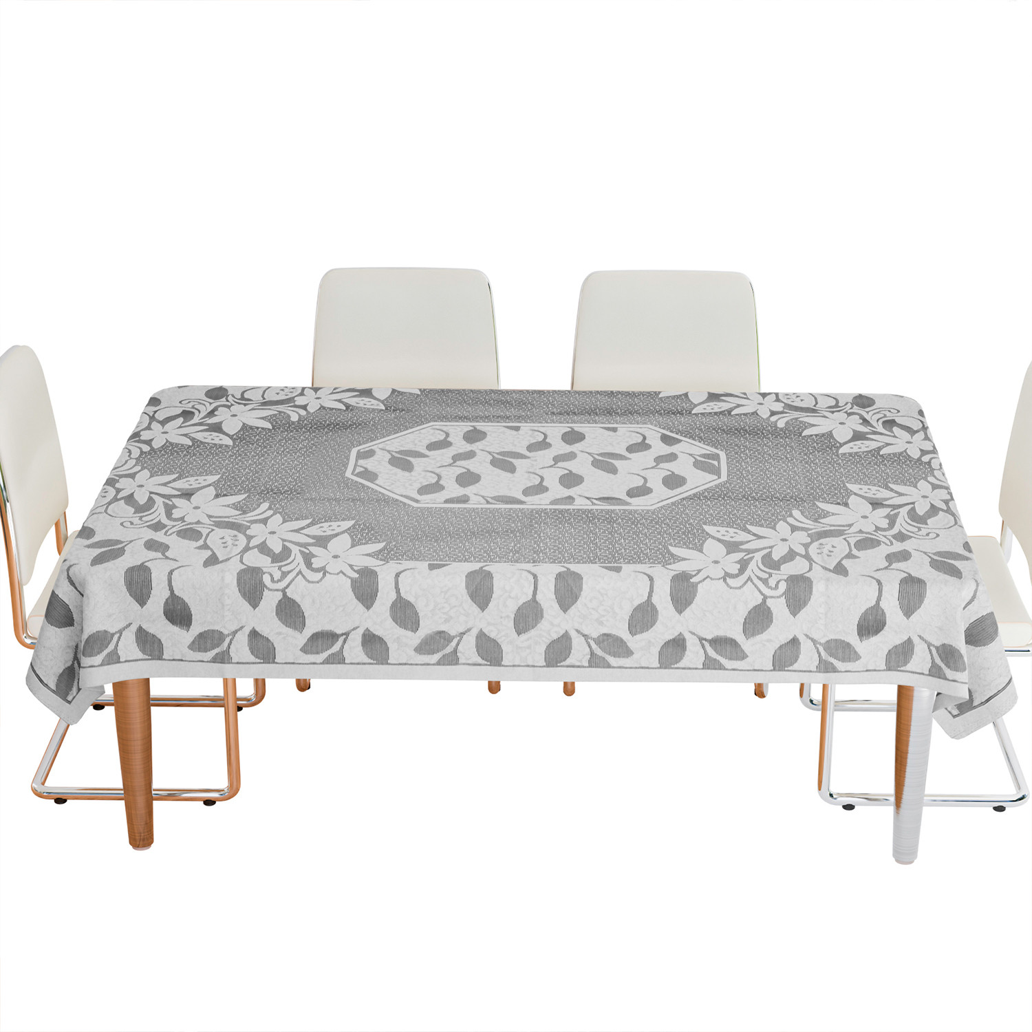 Kuber Industries Dining Table Cover  Net Table Cloth Cover  6 Seater Table Cloth  Flower Table Cover  Table Protector  Table Cover for Dining Table  60x90 Inch  S21  Gray