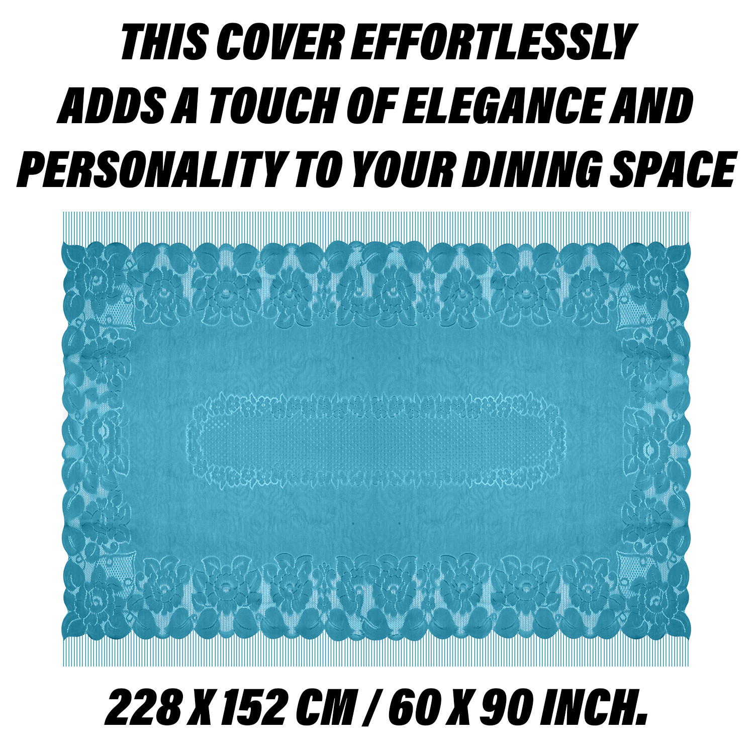 Kuber Industries Dining Table Cover | Net Table Cloth Cover | 6 Seater Table Cloth | Jhalar Table Cover | Table Protector | Table Cover for Dining Table | 60x90 Inch | DTC | Green