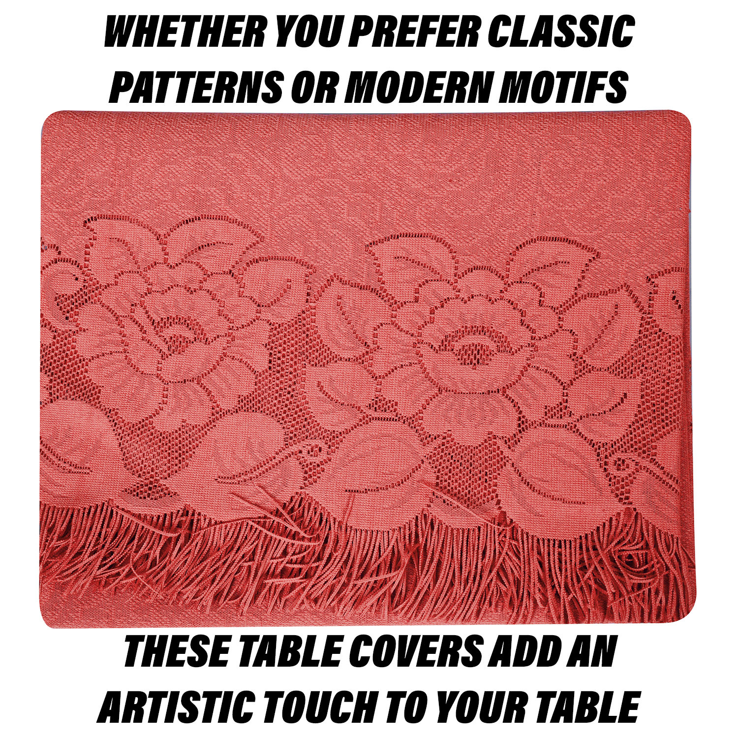 Kuber Industries Dining Table Cover | Net Table Cloth Cover | 6 Seater Table Cloth | Jhalar Table Cover | Table Protector | Table Cover for Dining Table | 60x90 Inch | DTC | Peach