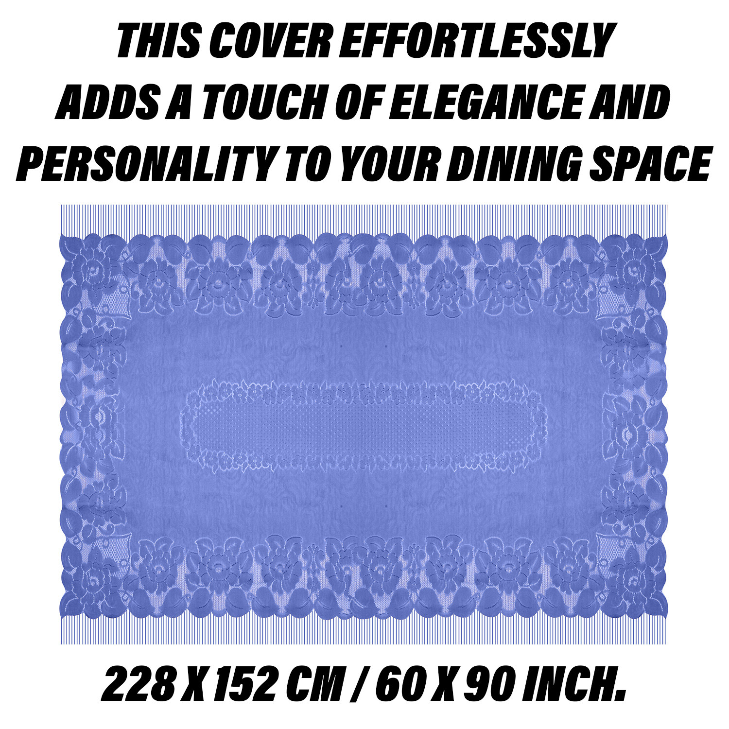 Kuber Industries Dining Table Cover | Net Table Cloth Cover | 6 Seater Table Cloth | Jhalar Table Cover | Table Protector | Table Cover for Dining Table | 60x90 Inch | DTC | Blue