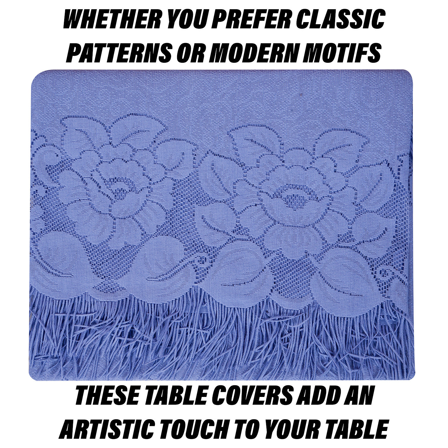 Kuber Industries Dining Table Cover | Net Table Cloth Cover | 6 Seater Table Cloth | Jhalar Table Cover | Table Protector | Table Cover for Dining Table | 60x90 Inch | DTC | Blue