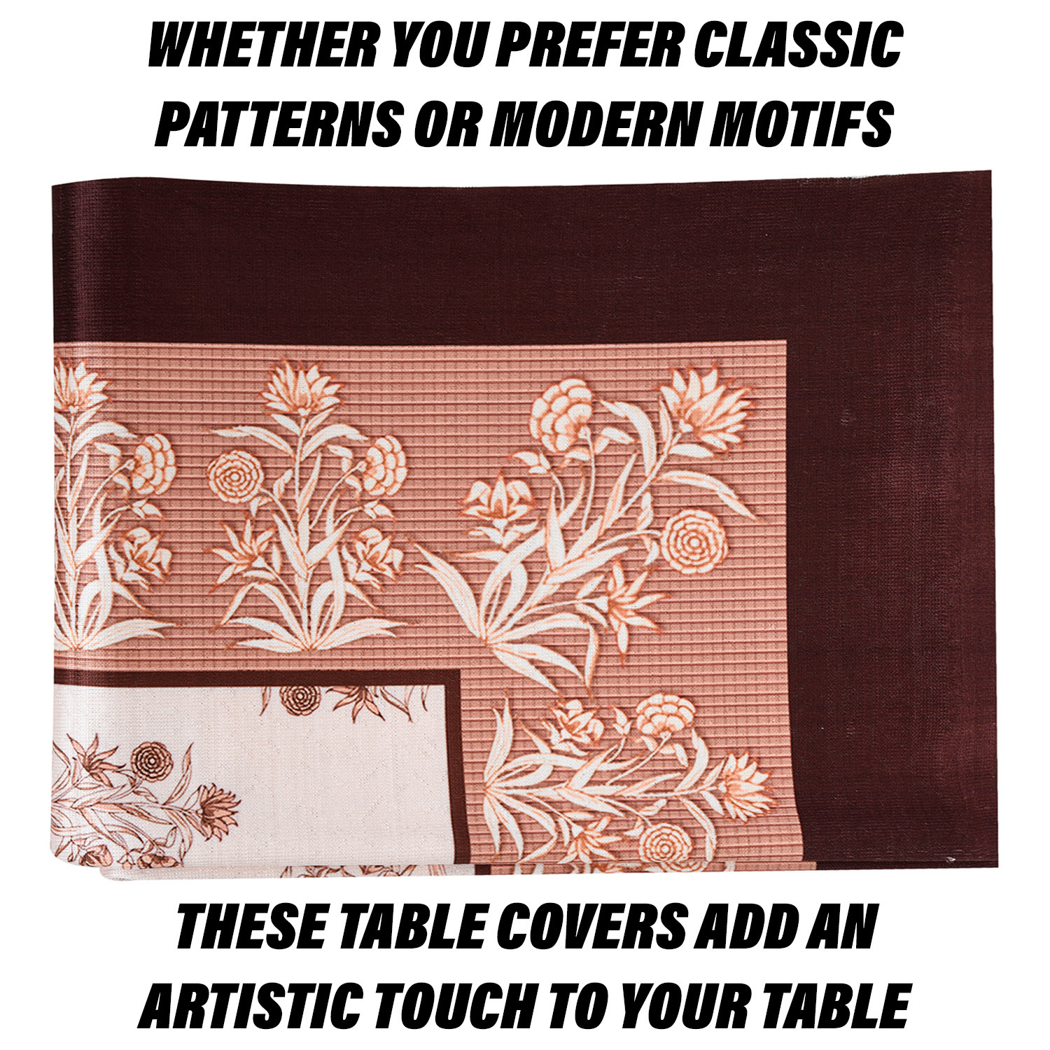 Kuber Industries Dining Table Cover | Polyester Table Cloth Cover | 6-Seater Table Cloth | Harmony Table Cover | Table Protector | Table Cover for Dining Table | 60x90 Inch | DTC | Cream & Brown