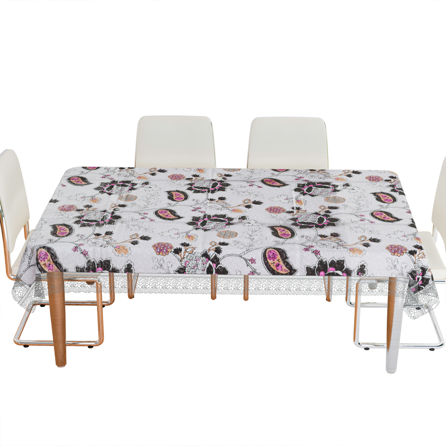 Kuber Industries Dining Table Cover | PVC Table Cloth Cover | 6 Seater Table Cloth | 3D Gulab Table Cover | Table Protector | Table Cover for Dining Table | 60x90 Inch | DTC | Black