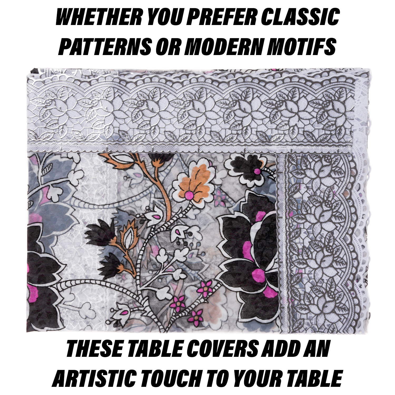 Kuber Industries Dining Table Cover | PVC Table Cloth Cover | 6 Seater Table Cloth | 3D Gulab Table Cover | Table Protector | Table Cover for Dining Table | 60x90 Inch | DTC | Black