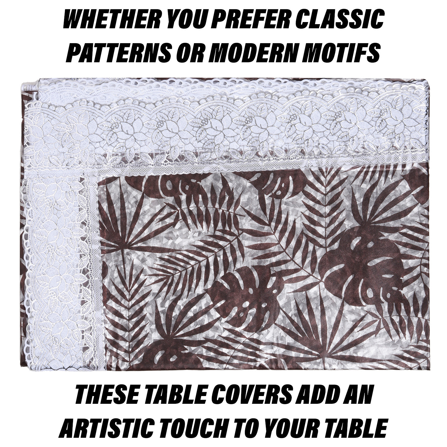 Kuber Industries Dining Table Cover  PVC Table Cloth Cover  6 Seater Table Cloth  3D Leaf Table Cover  Table Protector  Table Cover for Dining Table  60x90 Inch  DTC  Brown