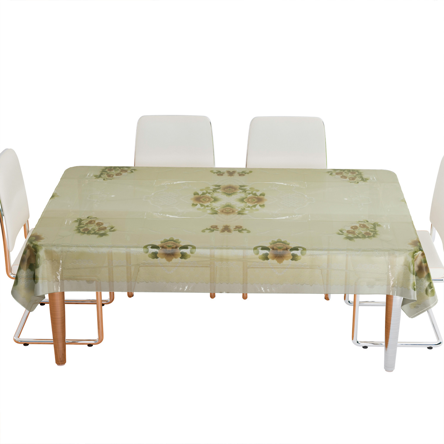 Kuber Industries Dining Table Cover  PVC Table Cloth Cover  6 Seater Table Cloth  Flower Almond Table Cover  Table Protector  Table Cover for Dining Table  60x90 Inch  Cream