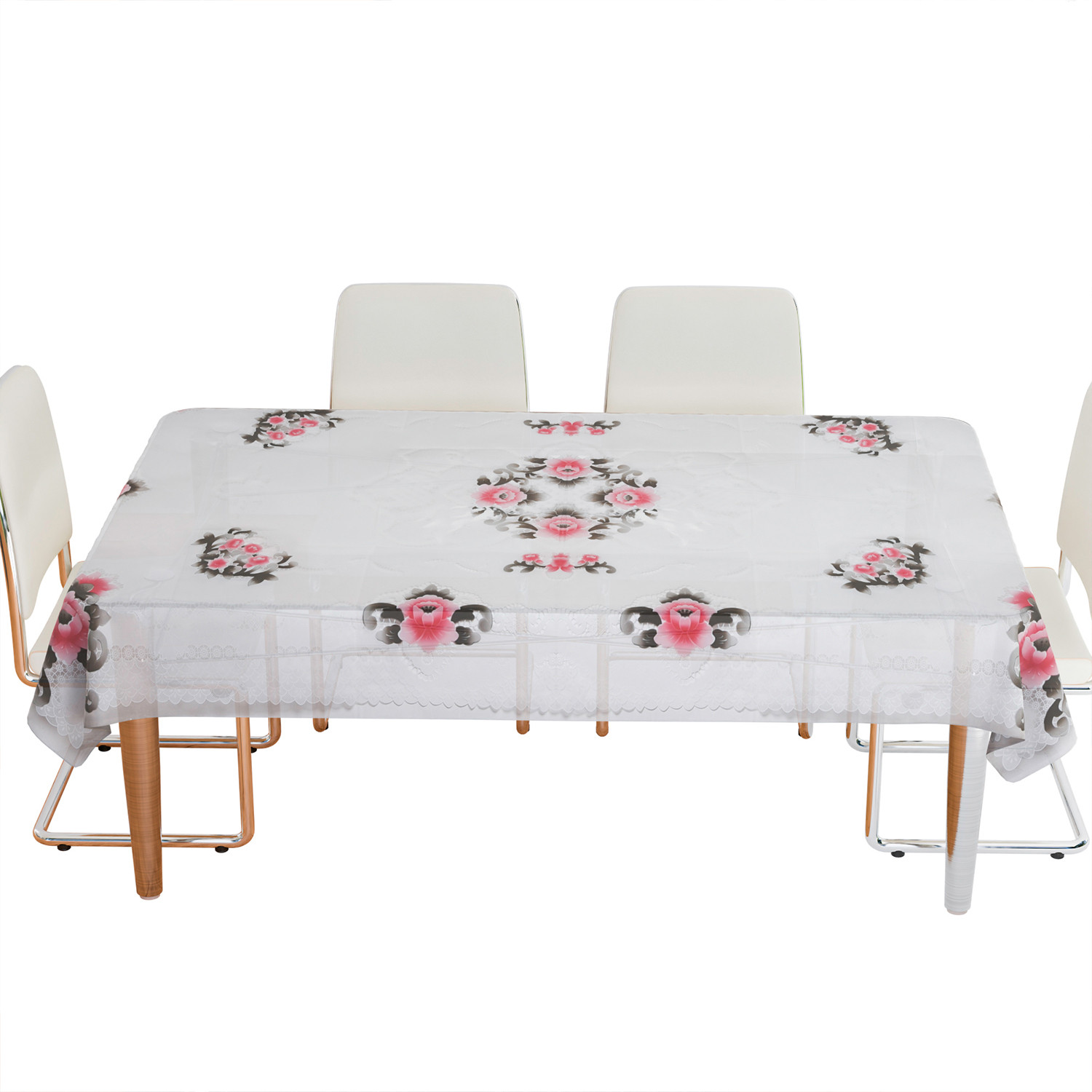 Kuber Industries Dining Table Cover  PVC Table Cloth Cover  6 Seater Table Cloth  Flower Almond Table Cover  Table Protector  Table Cover for Dining Table  60x90 Inch  Black