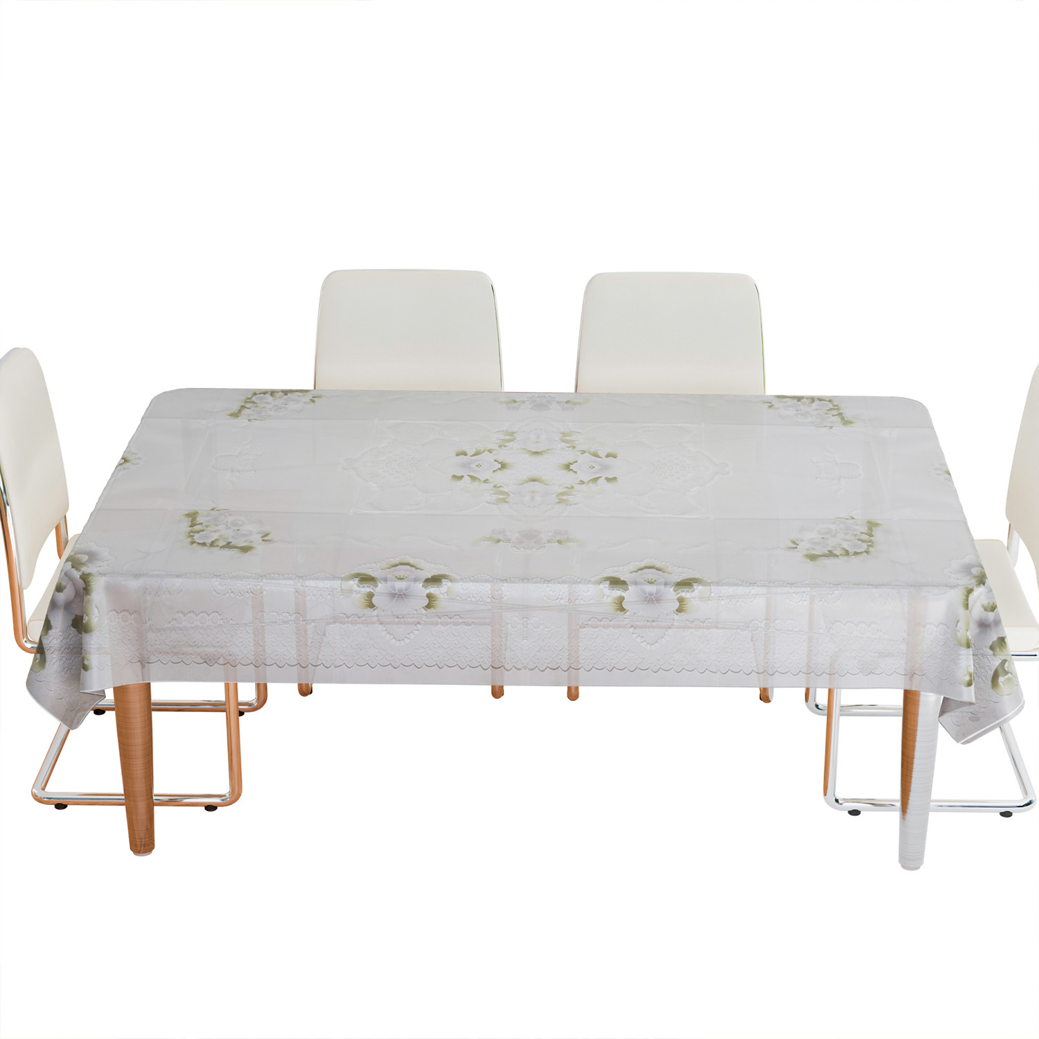 Kuber Industries Dining Table Cover  PVC Table Cloth Cover  6 Seater Table Cloth  Flower Almond Table Cover  Table Protector  Table Cover for Dining Table  60x90 Inch  Green