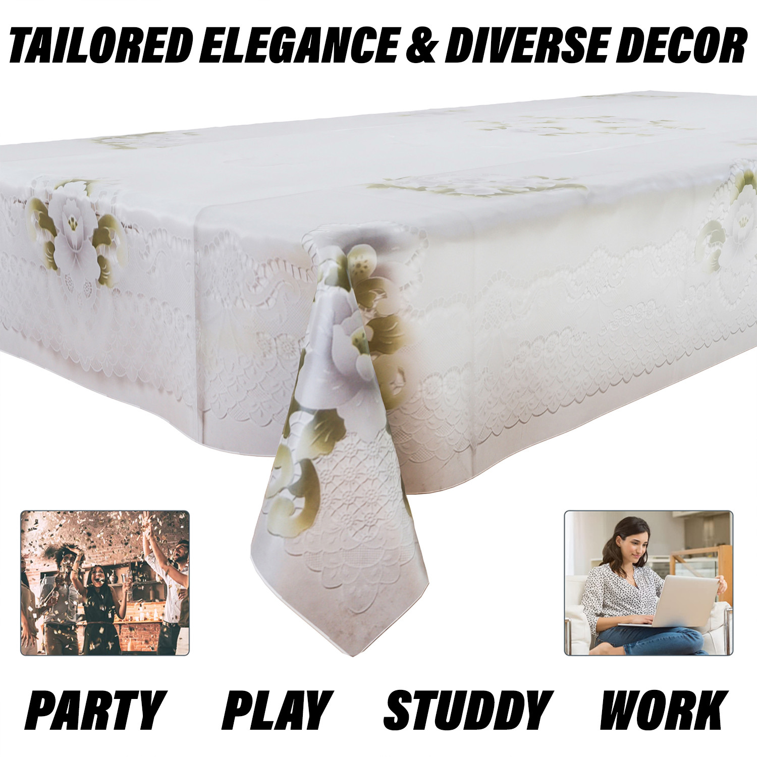 Kuber Industries Dining Table Cover  PVC Table Cloth Cover  6 Seater Table Cloth  Flower Almond Table Cover  Table Protector  Table Cover for Dining Table  60x90 Inch  Green