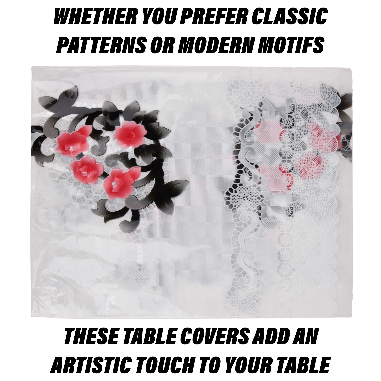 Kuber Industries Dining Table Cover  PVC Table Cloth Cover  6 Seater Table Cloth  Flower Almond Table Cover  Table Protector  Table Cover for Dining Table  60x90 Inch  Black