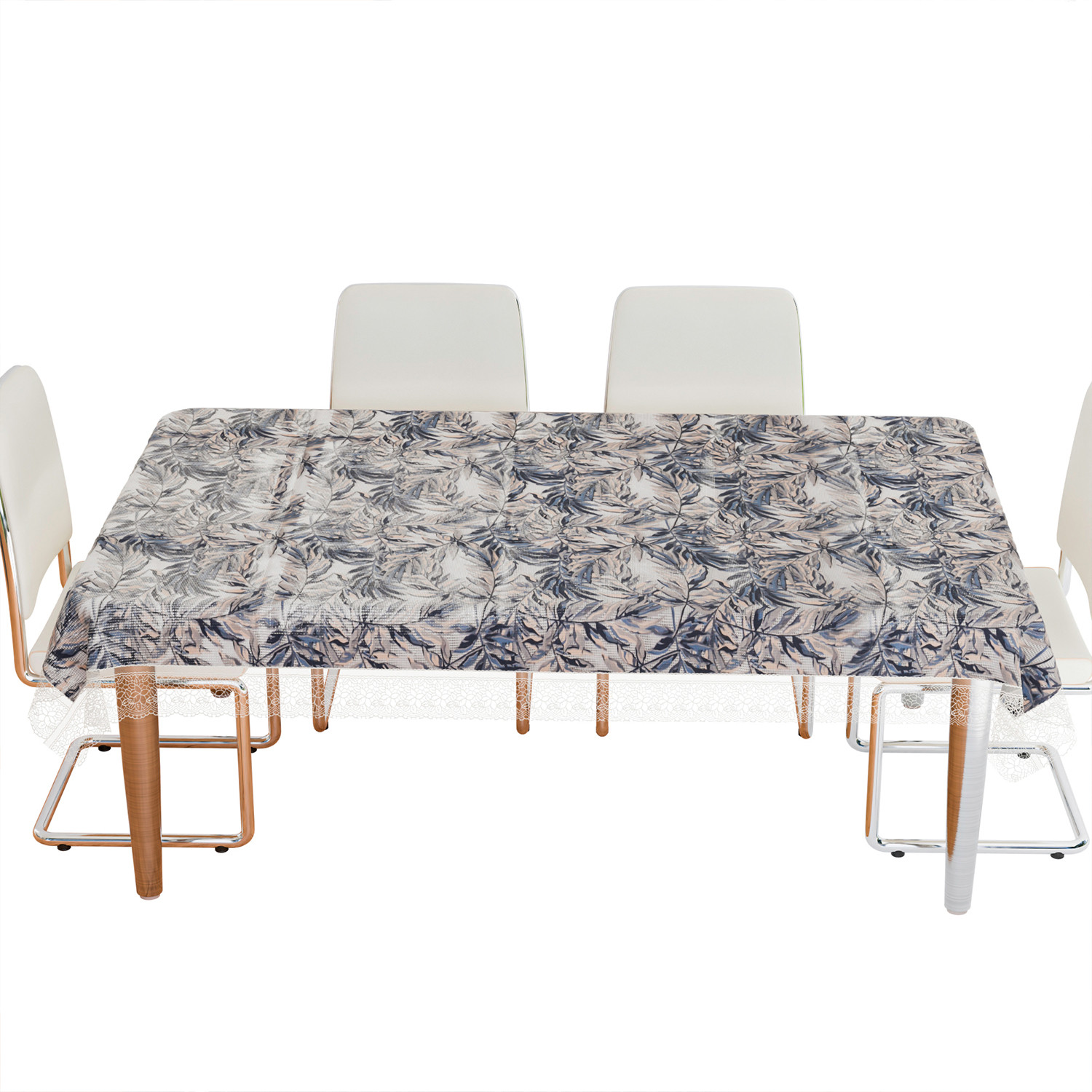 Kuber Industries Dining Table Cover | PVC Table Cloth Cover | 6 Seater Table Cloth | Leaf Gripper Table Cover | Table Protector | Table Cover for Dining Table | 60x90 Inch | DTC | Blue