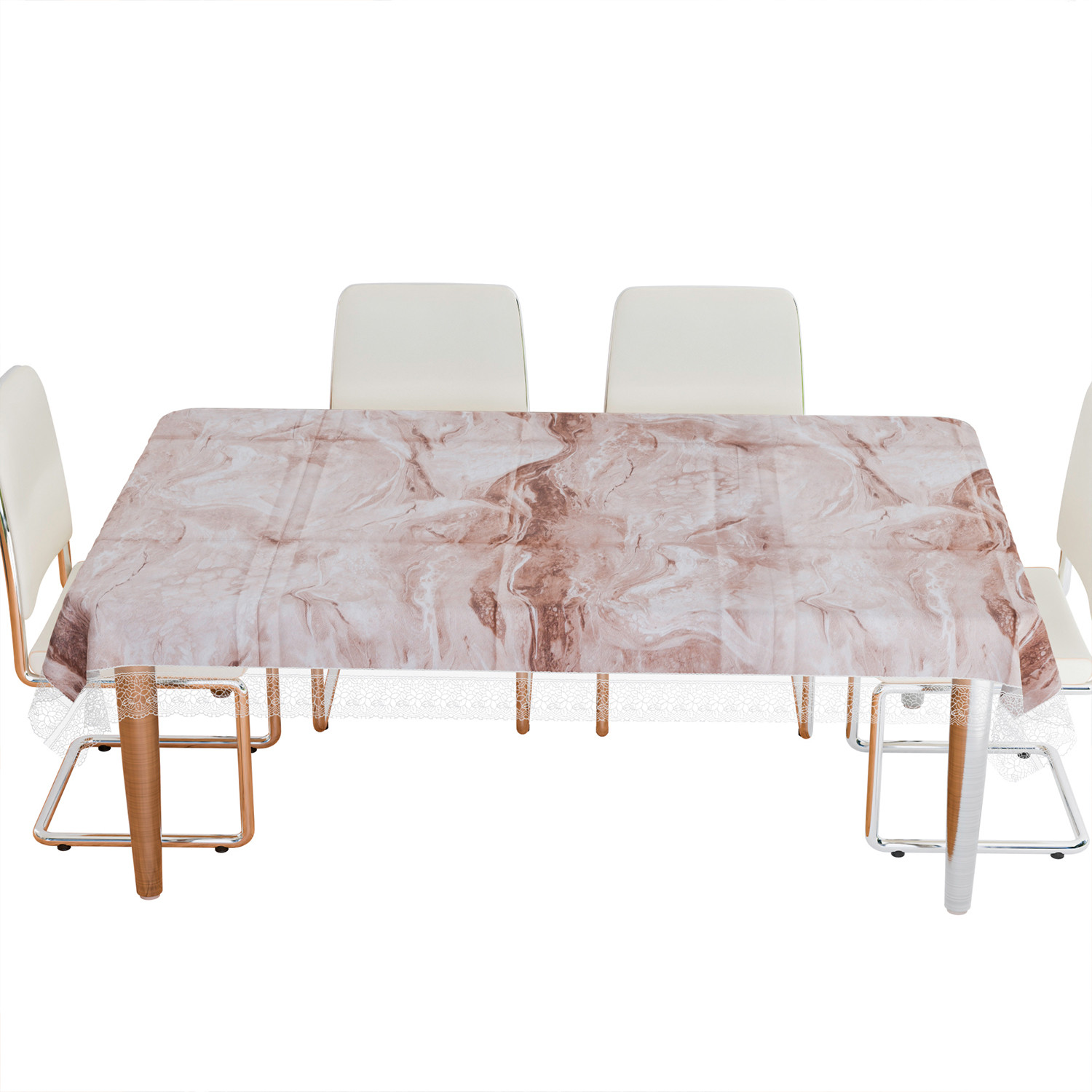 Kuber Industries Dining Table Cover | PVC Table Cloth Cover | 6 Seater Table Cloth | Marble Table Cover | Table Protector | Table Cover for Dining Table | 60x90 Inch | DTC | Brown