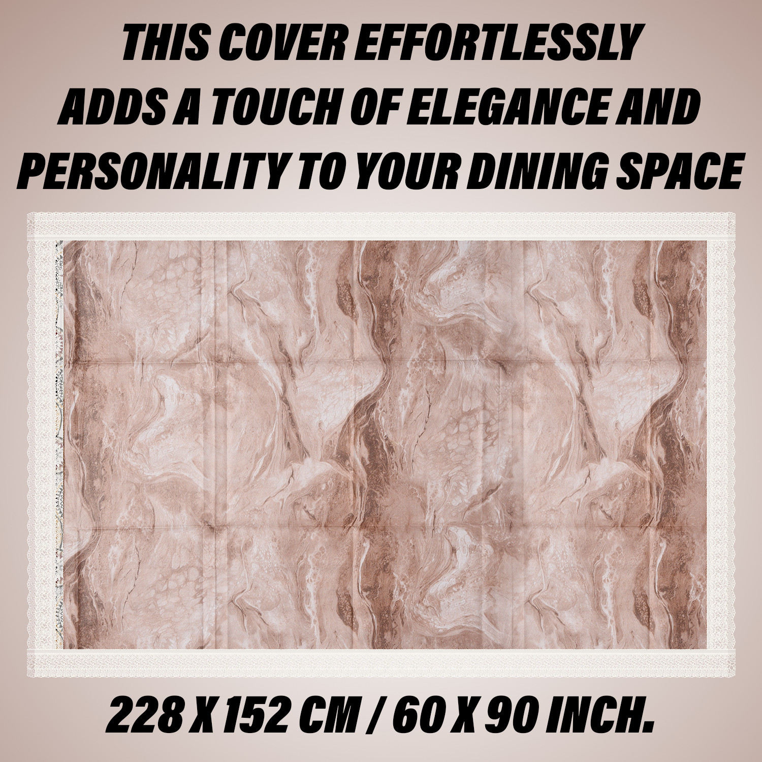 Kuber Industries Dining Table Cover | PVC Table Cloth Cover | 6 Seater Table Cloth | Marble Table Cover | Table Protector | Table Cover for Dining Table | 60x90 Inch | DTC | Brown