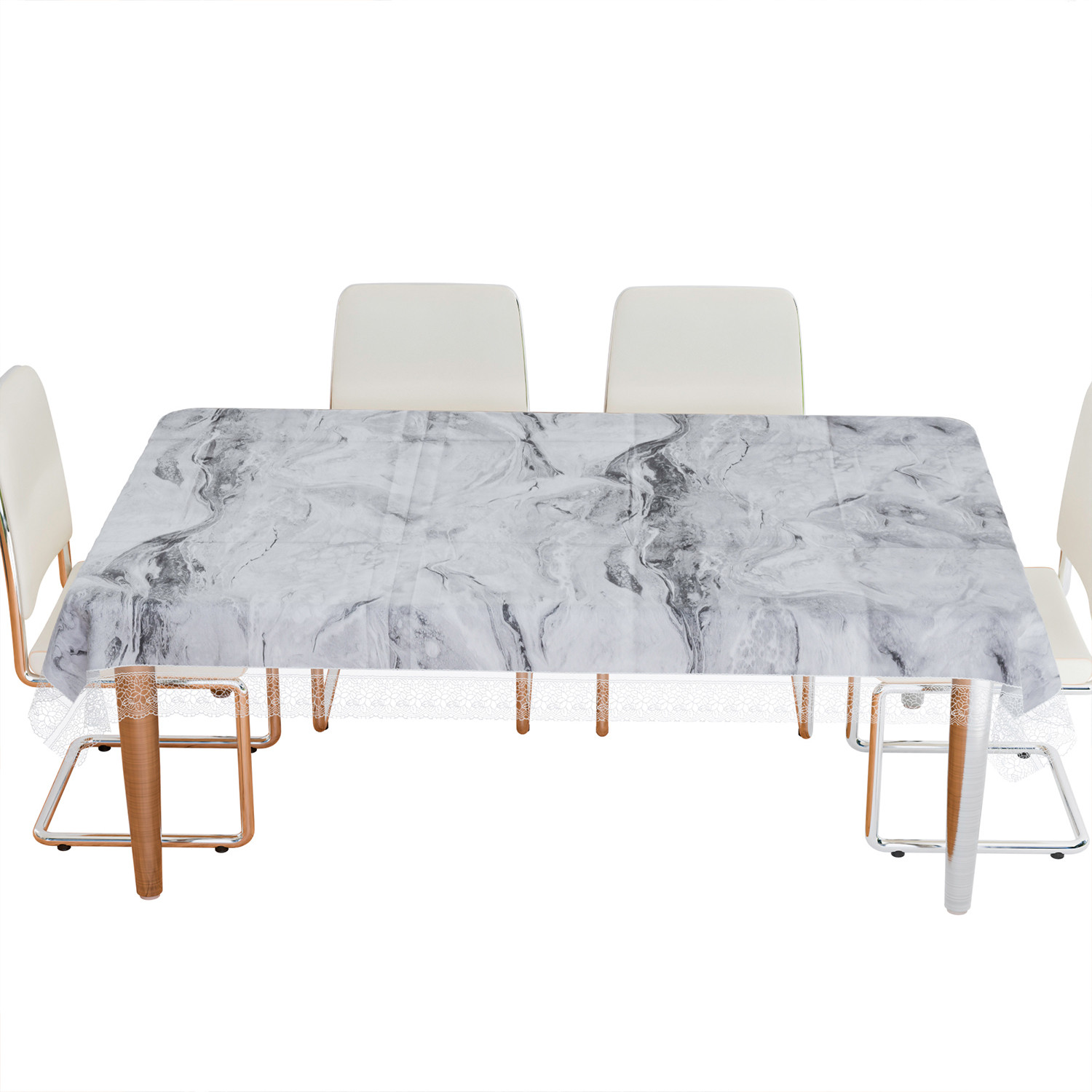 Kuber Industries Dining Table Cover | PVC Table Cloth Cover | 6 Seater Table Cloth | Marble Table Cover | Table Protector | Table Cover for Dining Table | 60x90 Inch | DTC | Gray